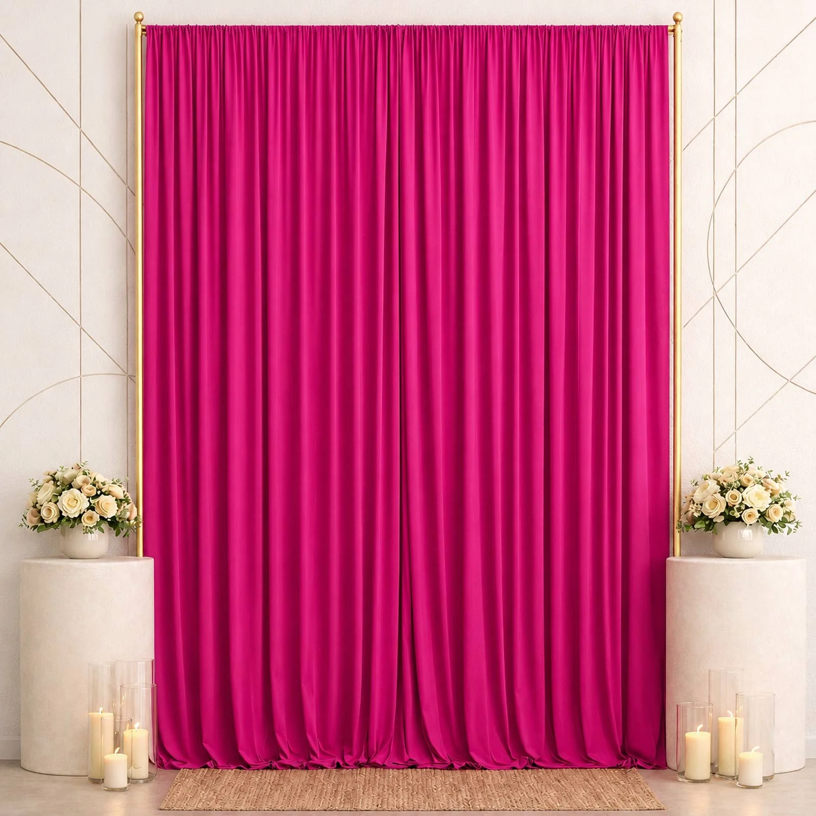 10ft x 14ft Spandex Backdrop Curtain Fuchsia, 4-Way Stretch Wrinkle-Free Photo Booth Backdrop with Rod Pockets for Wedding & Events - Image 3