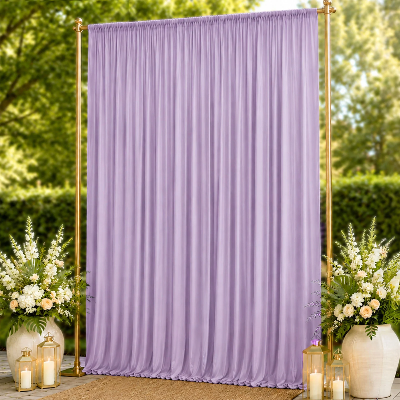 10ft x 14ft Spandex Backdrop Curtain Lavender Lilac, 4-Way Stretch Wrinkle-Free Photo Booth Backdrop with Rod Pockets for Wedding & Events