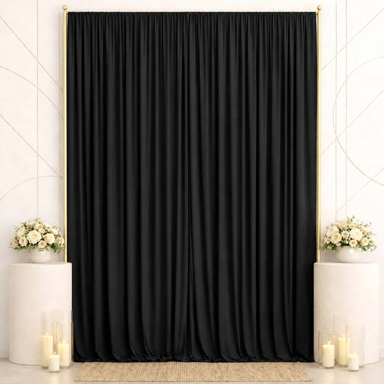 10ft x 14ft Spandex Backdrop Curtain Black, 4-Way Stretch Wrinkle-Free Photo Booth Backdrop with Rod Pockets for Wedding & Events - Image 3