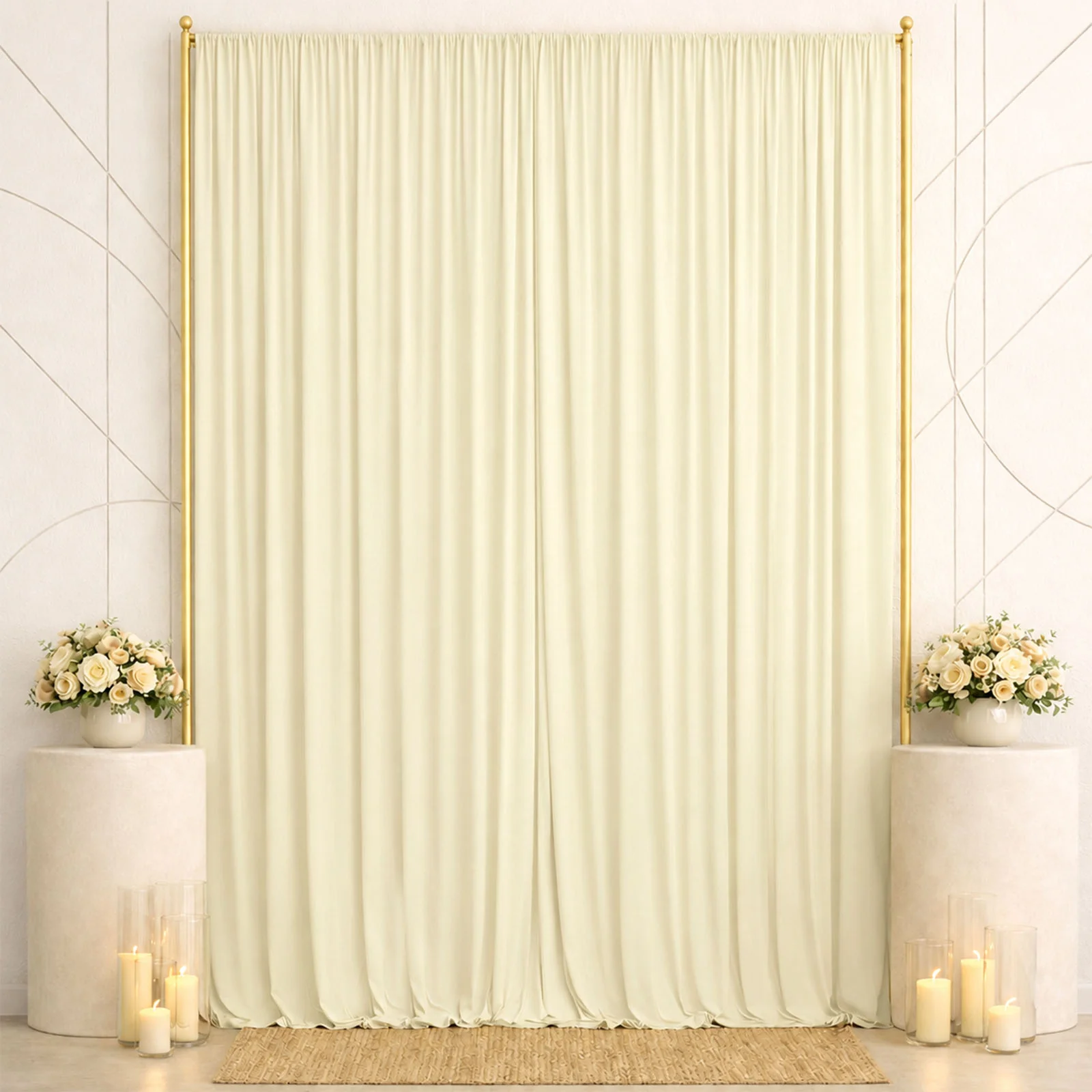 10ft x 14ft Spandex Backdrop Curtain Ivory, 4-Way Stretch Wrinkle-Free Photo Booth Backdrop with Rod Pockets for Wedding & Events - Image 3