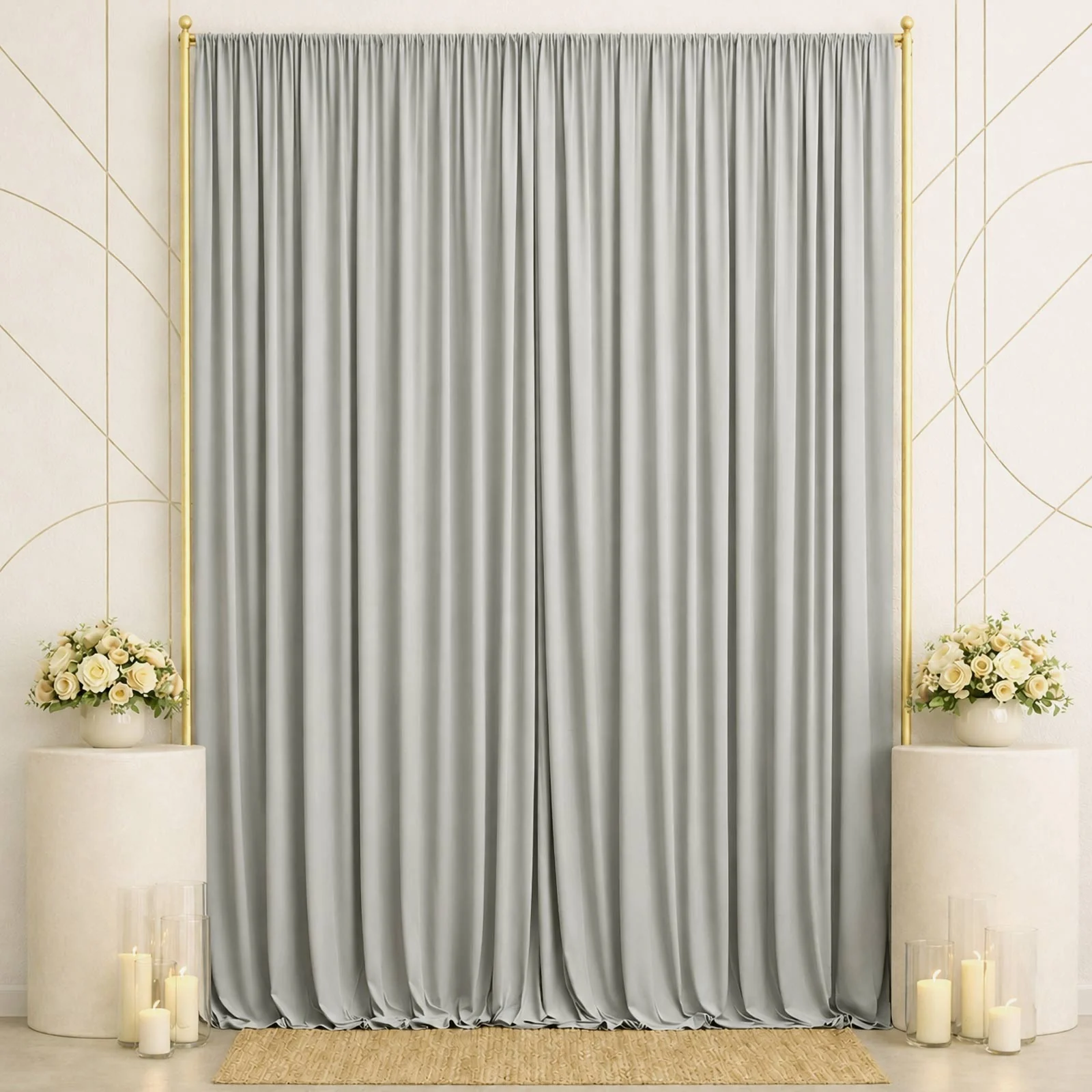 10ft x 14ft Spandex Backdrop Curtain Silver, 4-Way Stretch Wrinkle-Free Photo Booth Backdrop with Rod Pockets for Wedding & Events - Image 3