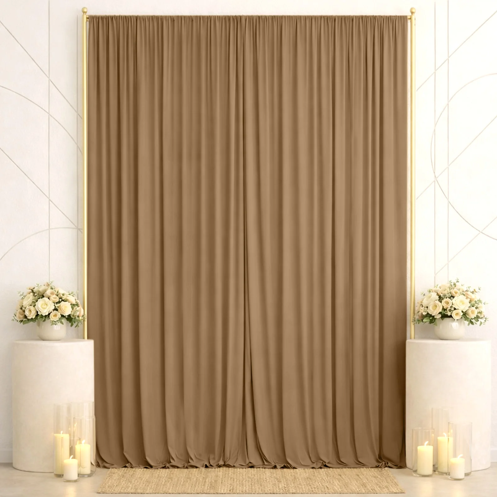 10ft x 14ft Spandex Backdrop Curtain Taupe, 4-Way Stretch Wrinkle-Free Photo Booth Backdrop with Rod Pockets for Wedding & Events - Image 3