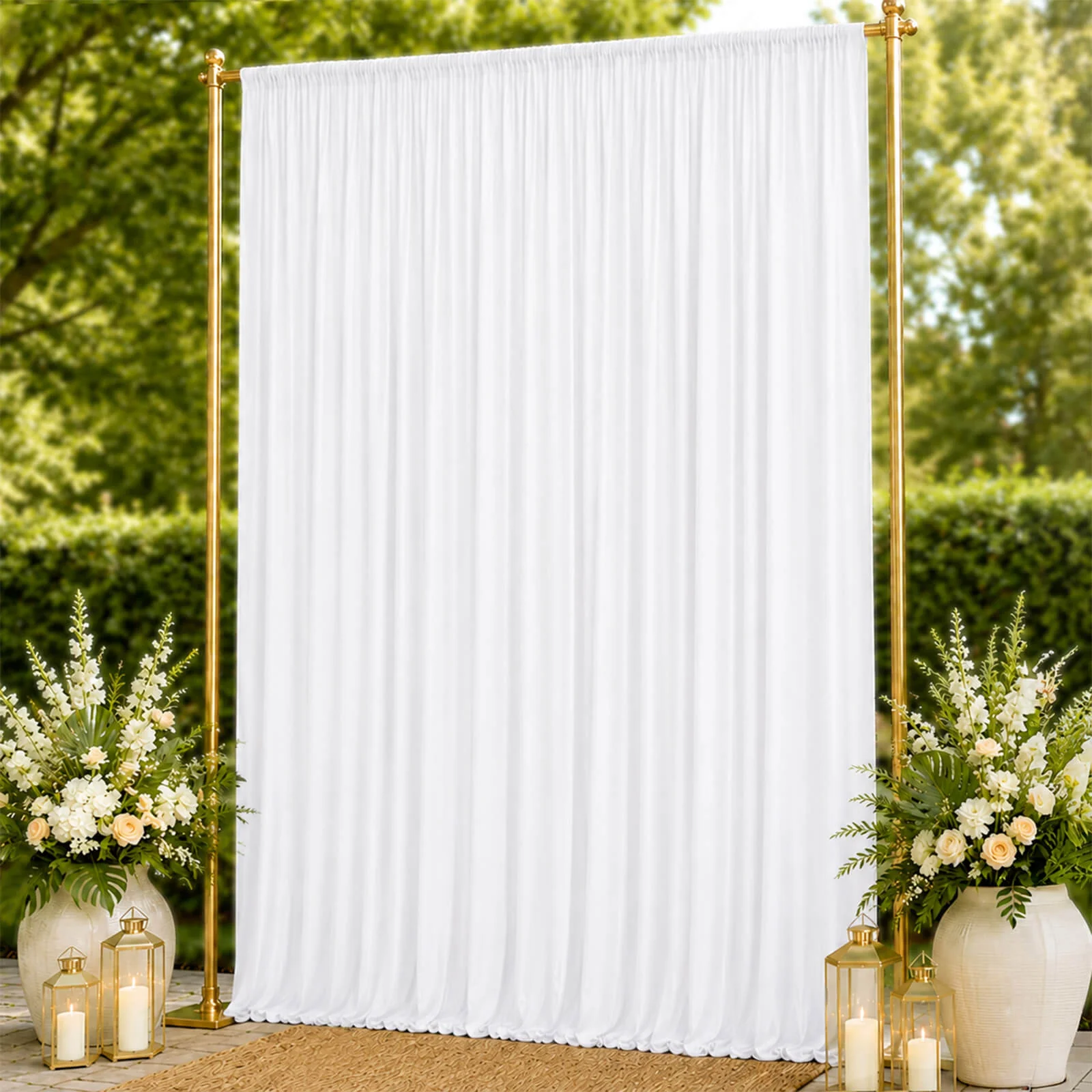10ft x 14ft Spandex Backdrop Curtain White, 4-Way Stretch Wrinkle-Free Photo Booth Backdrop with Rod Pockets for Wedding & Events