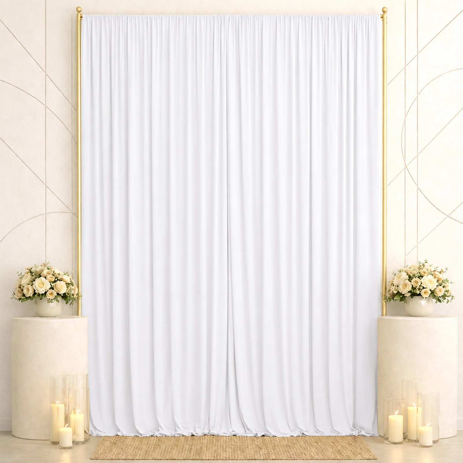 10ft x 14ft Spandex Backdrop Curtain White, 4-Way Stretch Wrinkle-Free Photo Booth Backdrop with Rod Pockets for Wedding & Events - Image 3