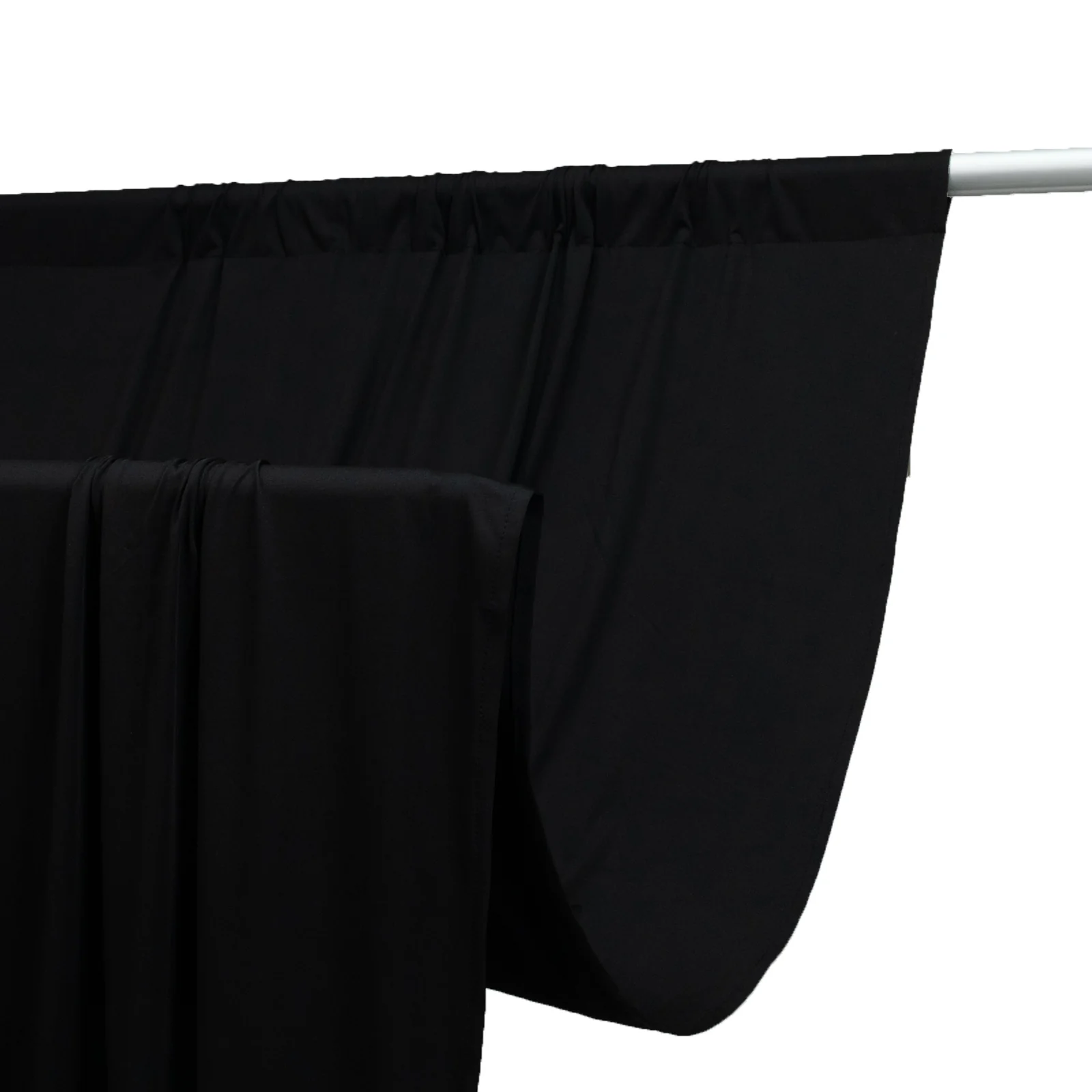 Black 4-Way Stretch Spandex Event Curtain Drapes, Wrinkle-Free Backdrop Panel with Rod Pockets - 5ft x 20ft - Image 2
