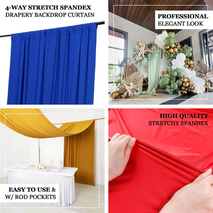 Black 4-Way Stretch Spandex Event Curtain Drapes, Wrinkle-Free Backdrop Panel with Rod Pockets - 5ft x 20ft - Image 5