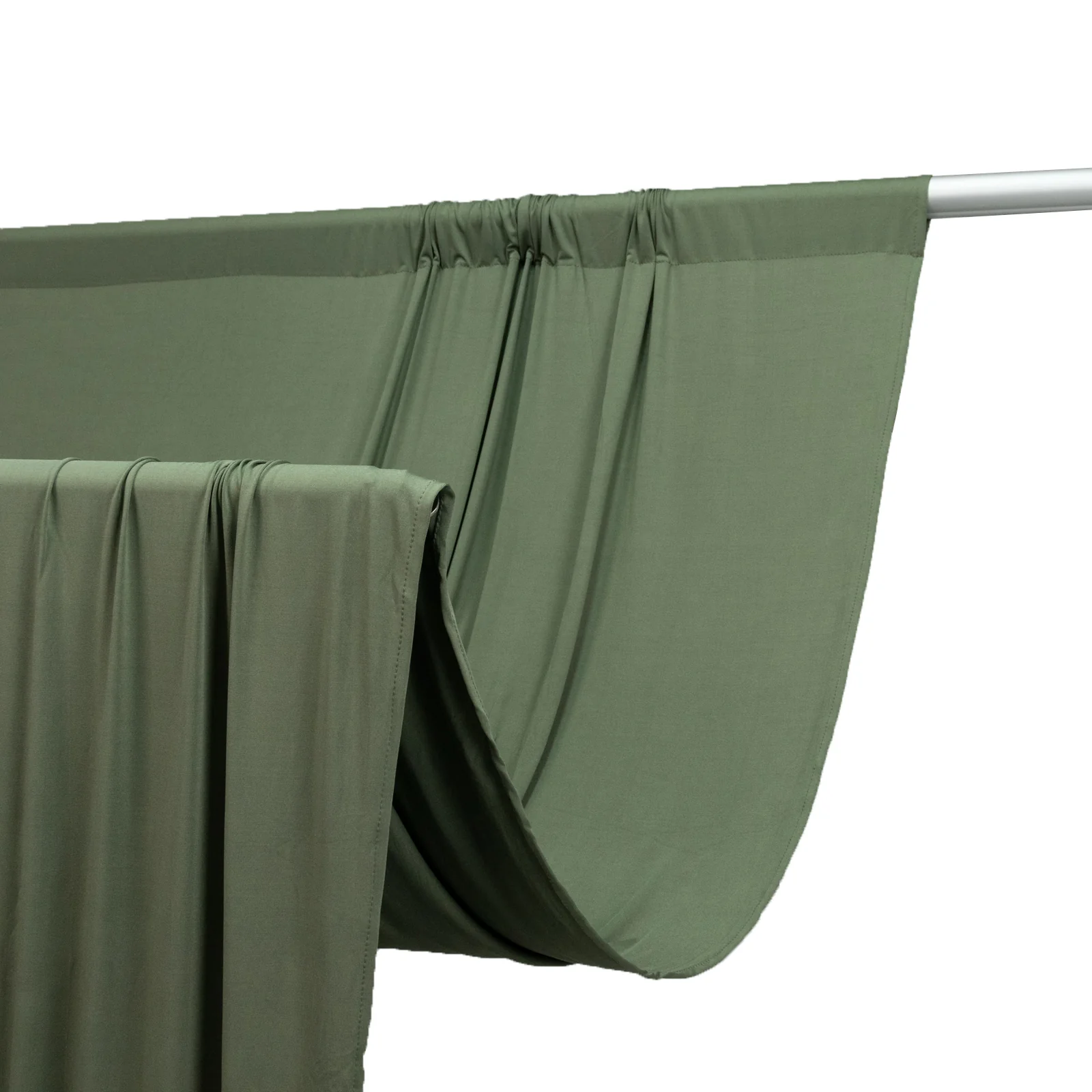 Dusty Sage Green 4-Way Stretch Spandex Event Curtain Drapes, Wrinkle-Free Backdrop Panel with Rod Pockets - 5ft x 20ft - Image 2