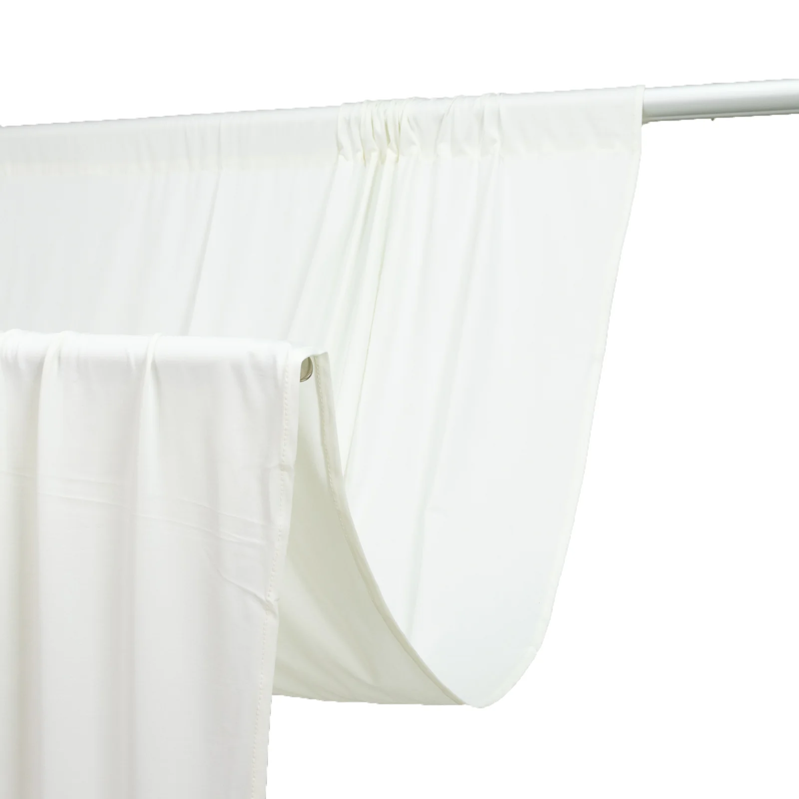 Ivory 4-Way Stretch Spandex Event Curtain Drapes, Wrinkle-Free Backdrop Panel with Rod Pockets - 5ft x 20ft - Image 2