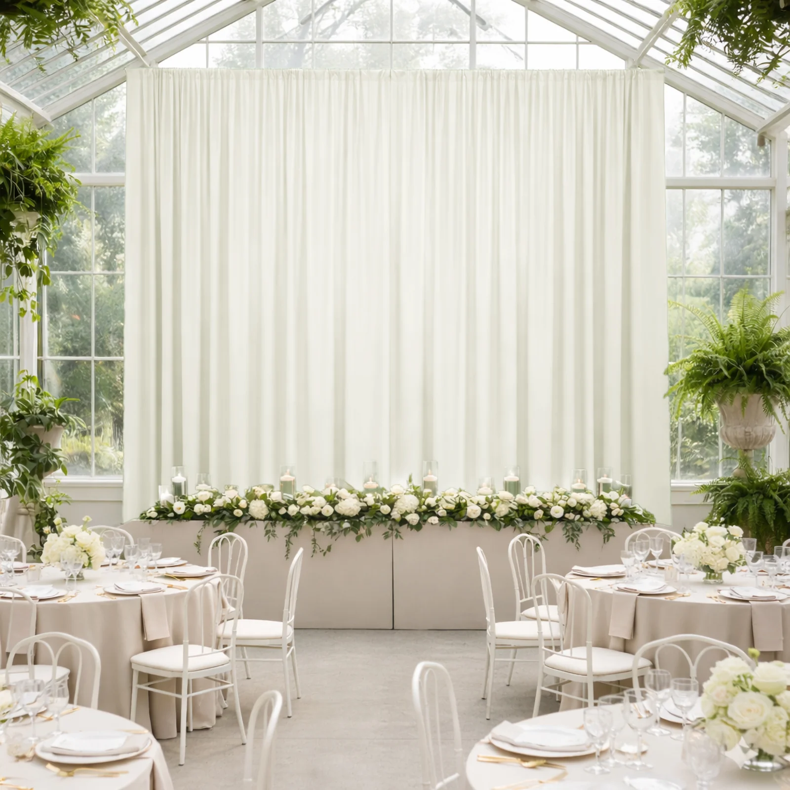 Ivory 4-Way Stretch Spandex Event Curtain Drapes, Wrinkle-Free Backdrop Panel with Rod Pockets - 5ft x 20ft - Image 3