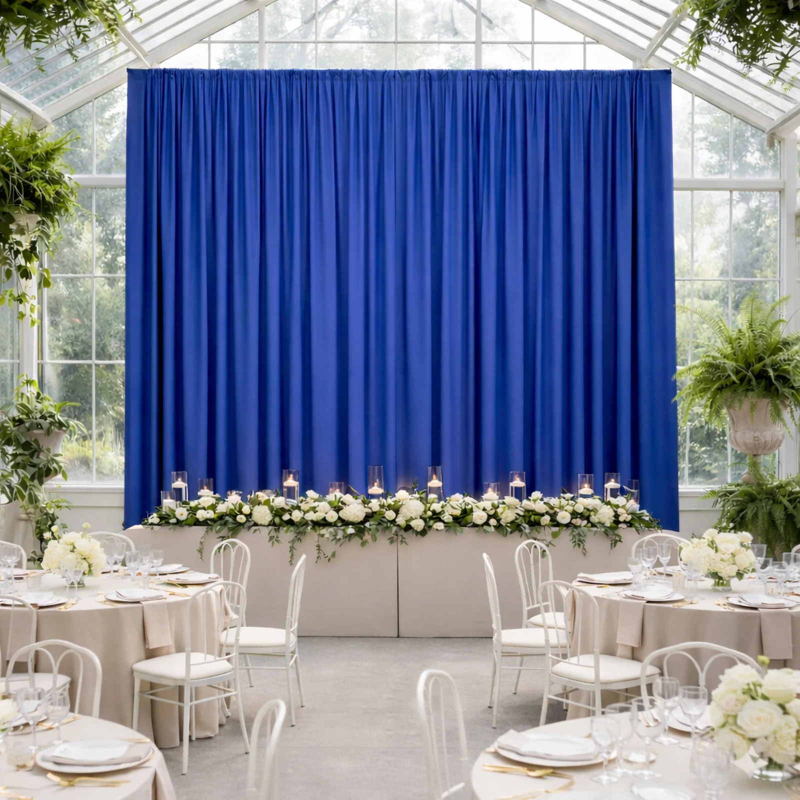 Royal Blue 4-Way Stretch Spandex Event Curtain Drapes, Wrinkle-Free Backdrop Panel with Rod Pockets - 5ft x 20ft - Image 3