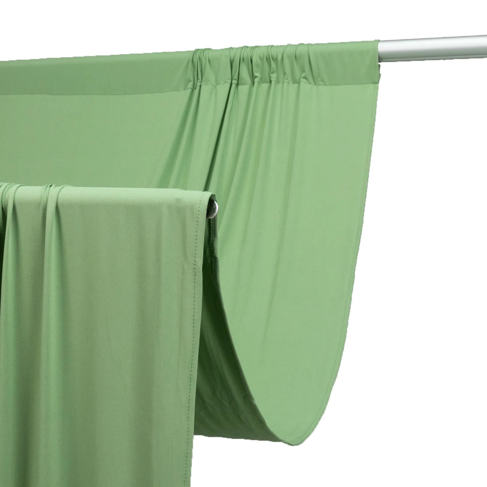 Sage Green 4-Way Stretch Spandex Event Curtain Drapes, Wrinkle-Free Backdrop Panel with Rod Pockets - 5ft x 20ft - Image 2