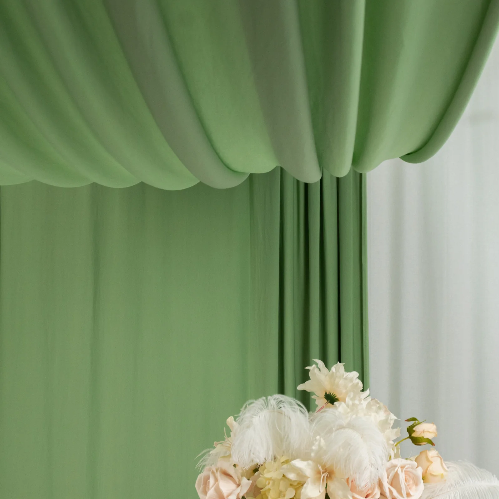 Sage Green 4-Way Stretch Spandex Event Curtain Drapes, Wrinkle-Free Backdrop Panel with Rod Pockets - 5ft x 20ft - Image 7