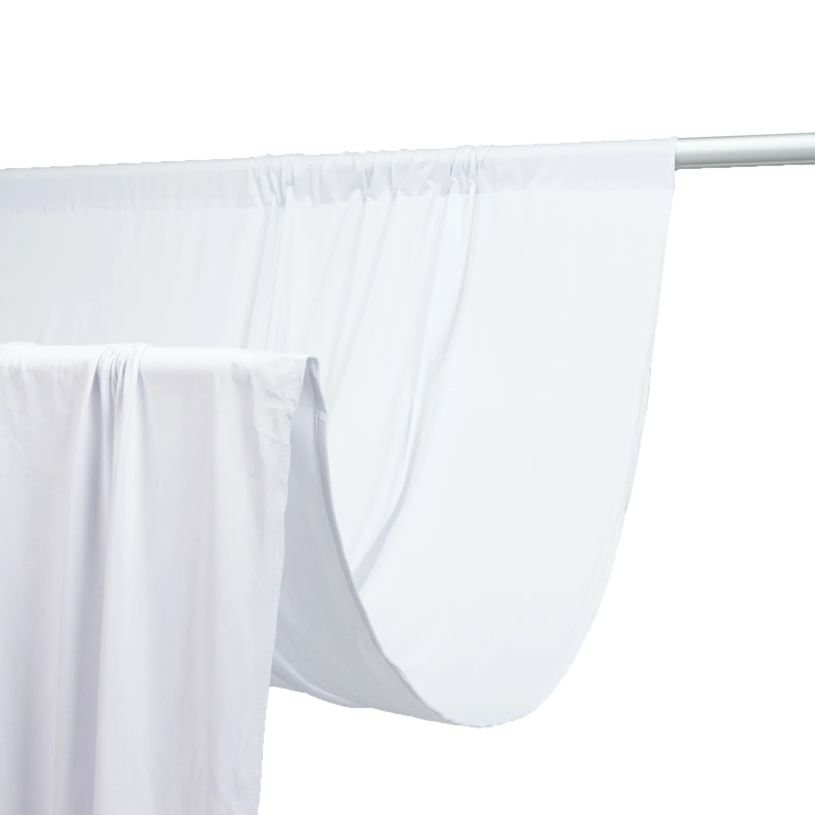 White 4-Way Stretch Spandex Event Curtain Drapes, Wrinkle-Free Backdrop Panel with Rod Pockets - 5ft x 20ft - Image 2