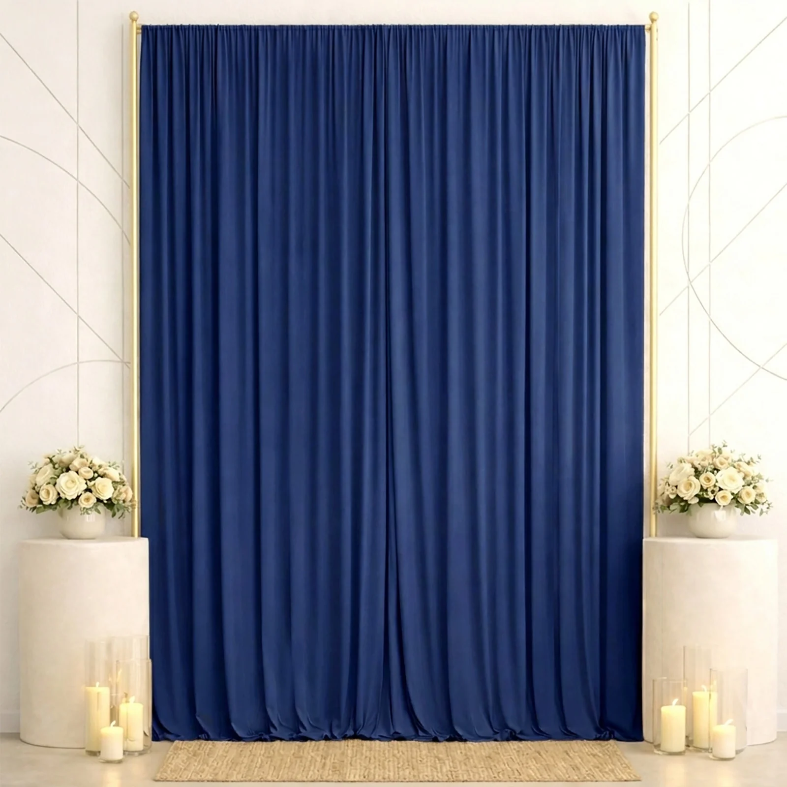 10ft x 14ft Spandex Backdrop Curtain Navy Blue, 4-Way Stretch Wrinkle-Free Photo Booth Backdrop with Rod Pockets for Wedding & Events - Image 3