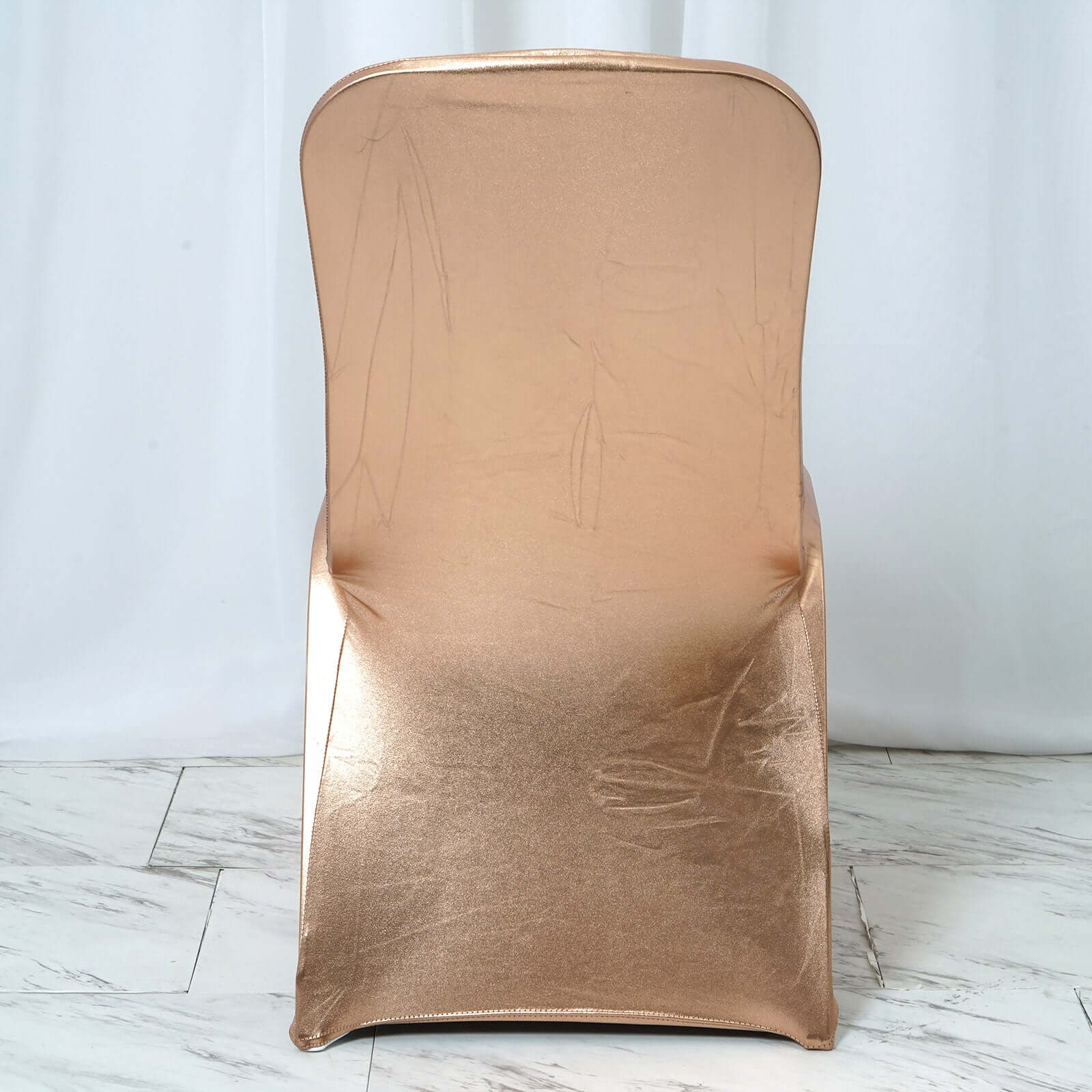 Spandex Banquet Chair Cover Metallic Rose Gold - Glittering Fitted Slipcover - Image 3