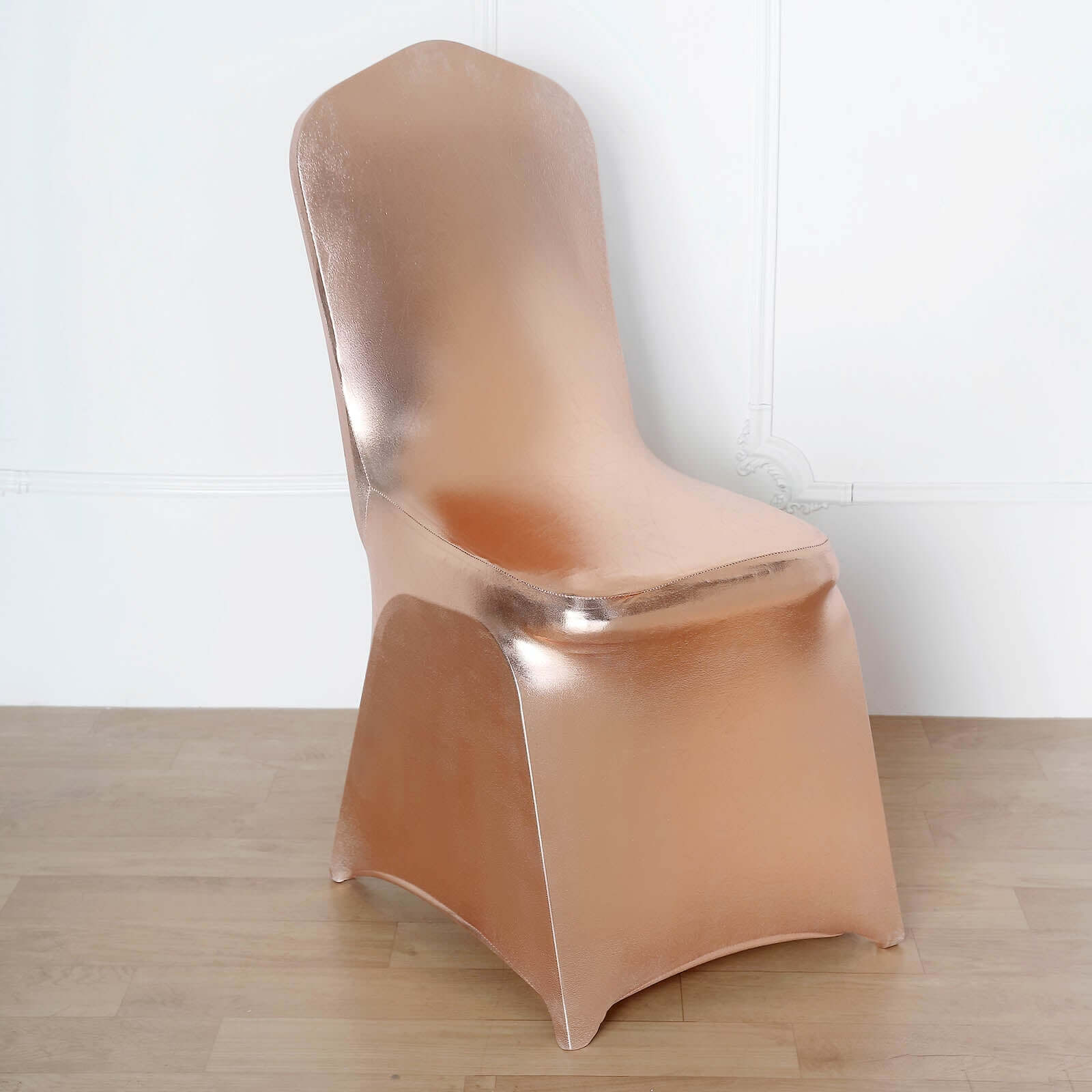 Spandex Banquet Chair Cover Metallic Rose Gold - Glittering Fitted Slipcover - Image 8