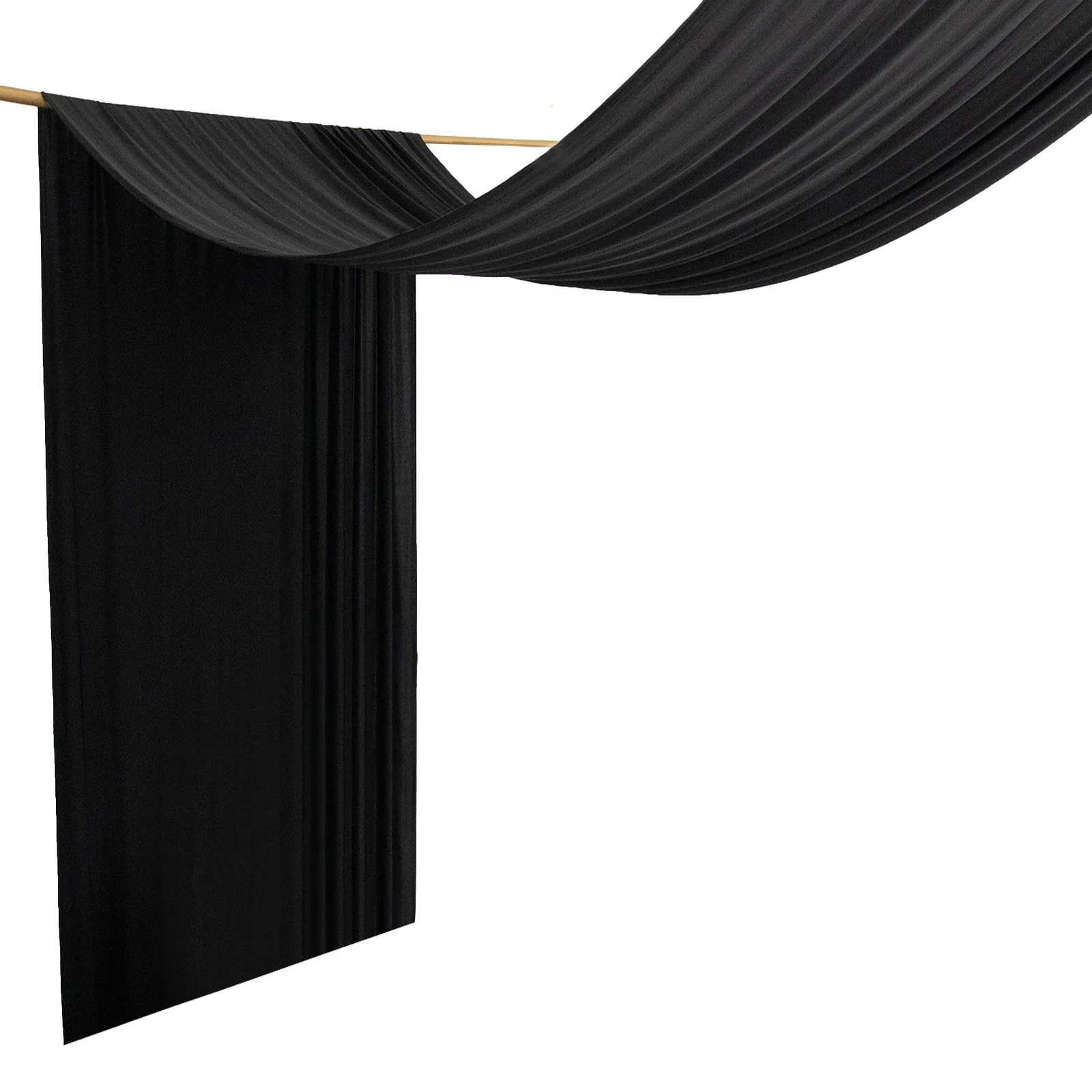 Black Spandex Ceiling Drape Panel, 5ft x 32ft — Wrinkle-Free 4-Way Stretch Fabric, Extra-Long Curtain for Event Ceiling or Backdrop Décor - Image 7