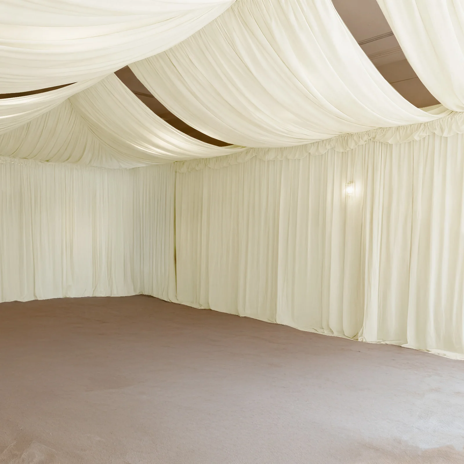 Ivory Spandex Ceiling Drape Panel, 5ft x 32ft — Wrinkle-Free 4-Way Stretch Fabric, Extra-Long Curtain for Event Ceiling or Backdrop Décor - Image 3