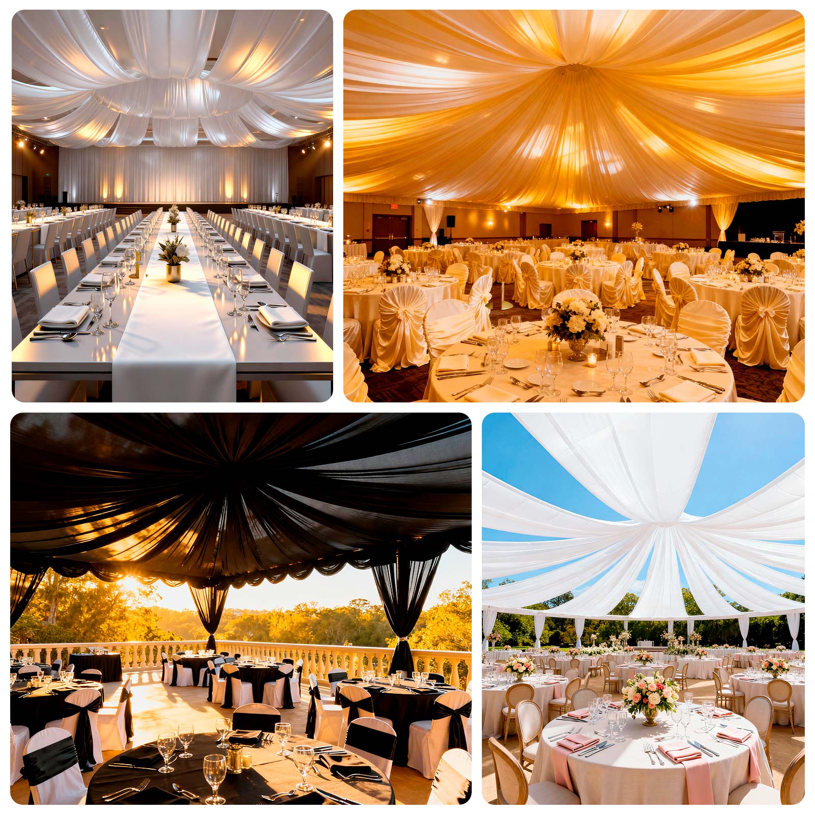 White Spandex Ceiling Drape Panel, 5ft x 32ft — Wrinkle-Free 4-Way Stretch Fabric, Extra-Long Curtain for Event Ceiling or Backdrop Décor - Image 5