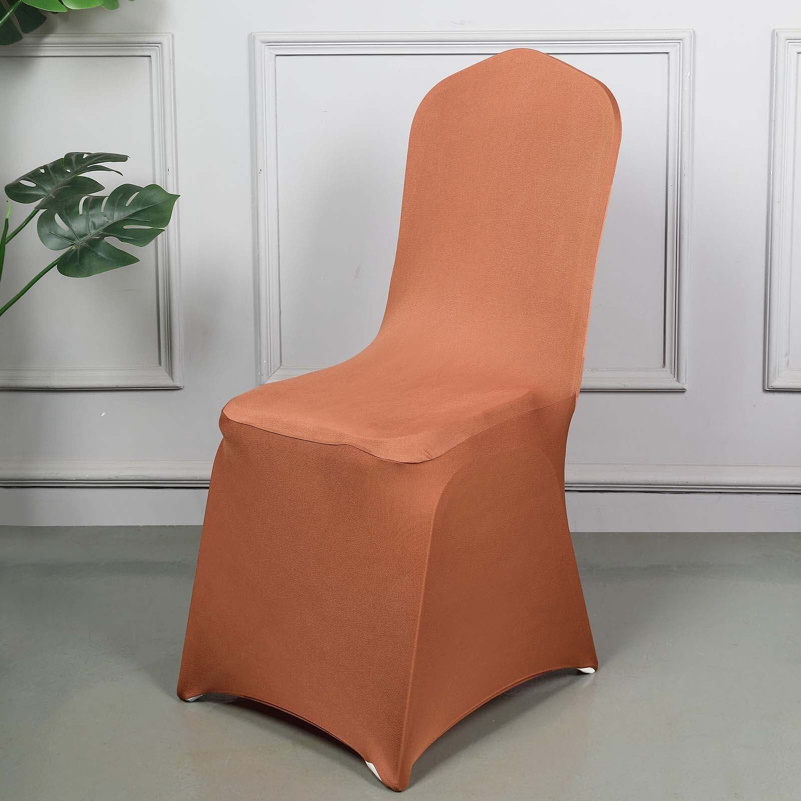 Spandex Chair Cover for Banquet Chairs Terracotta (Rust) - Stretch 160GSM Fabric with Slip-On Slipcover - Image 2