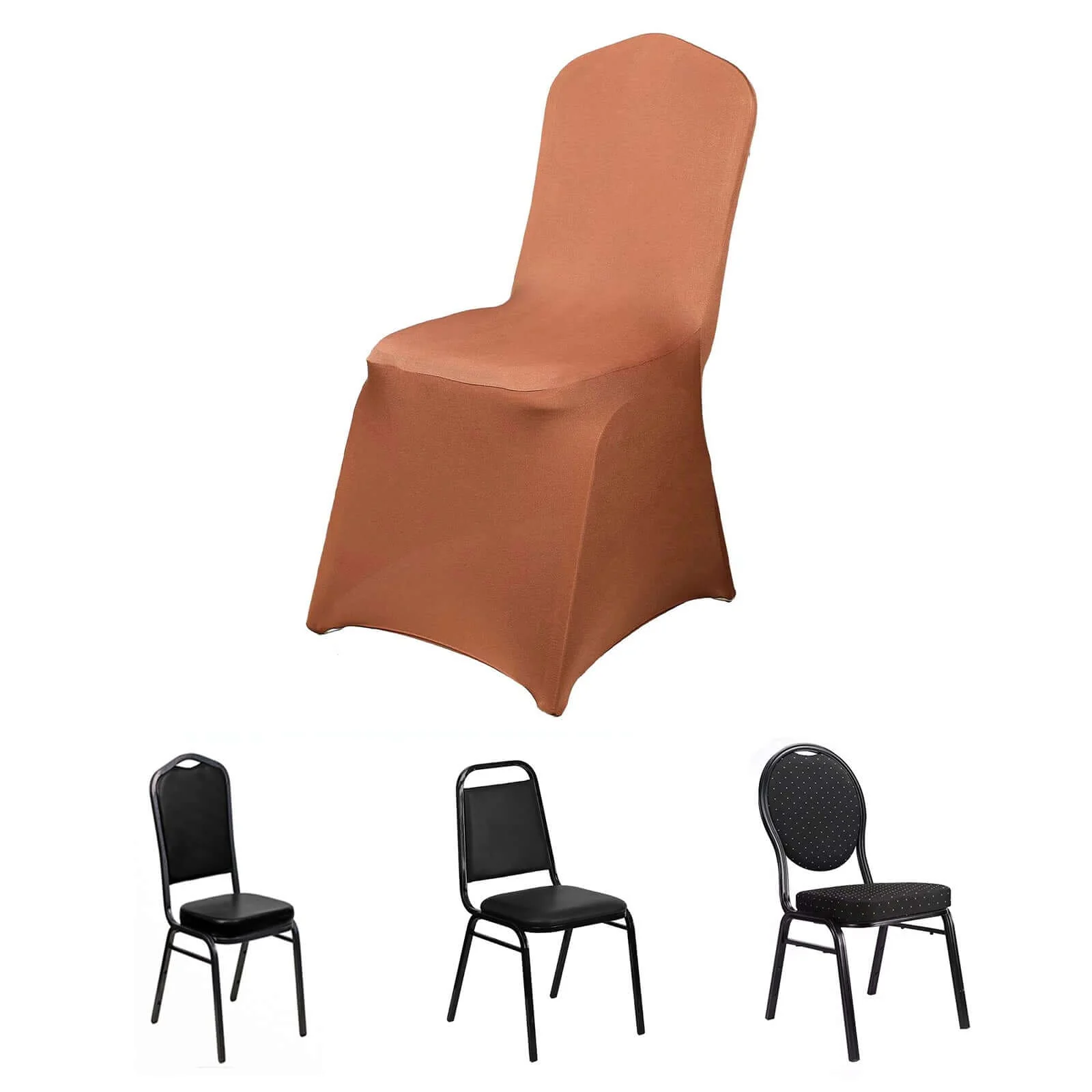 Spandex Chair Cover for Banquet Chairs Terracotta (Rust) - Stretch 160GSM Fabric with Slip-On Slipcover - Image 9