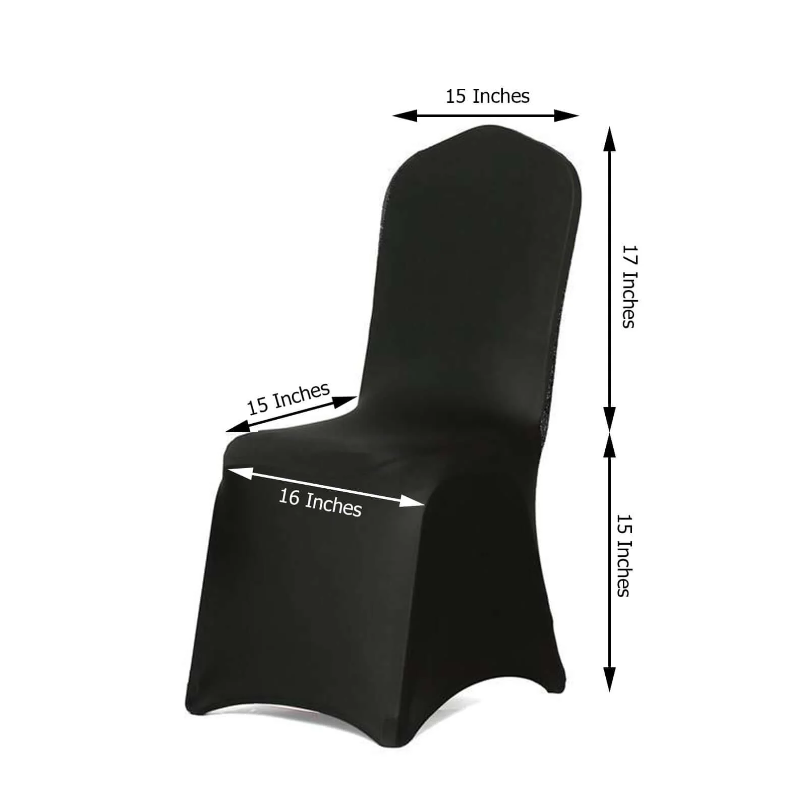 Spandex Chair Cover with Metallic Shimmer Tinsel Back for Banquet Chairs Black - Luxe Fitted Slipcover for Weddings & Parties - Image 3