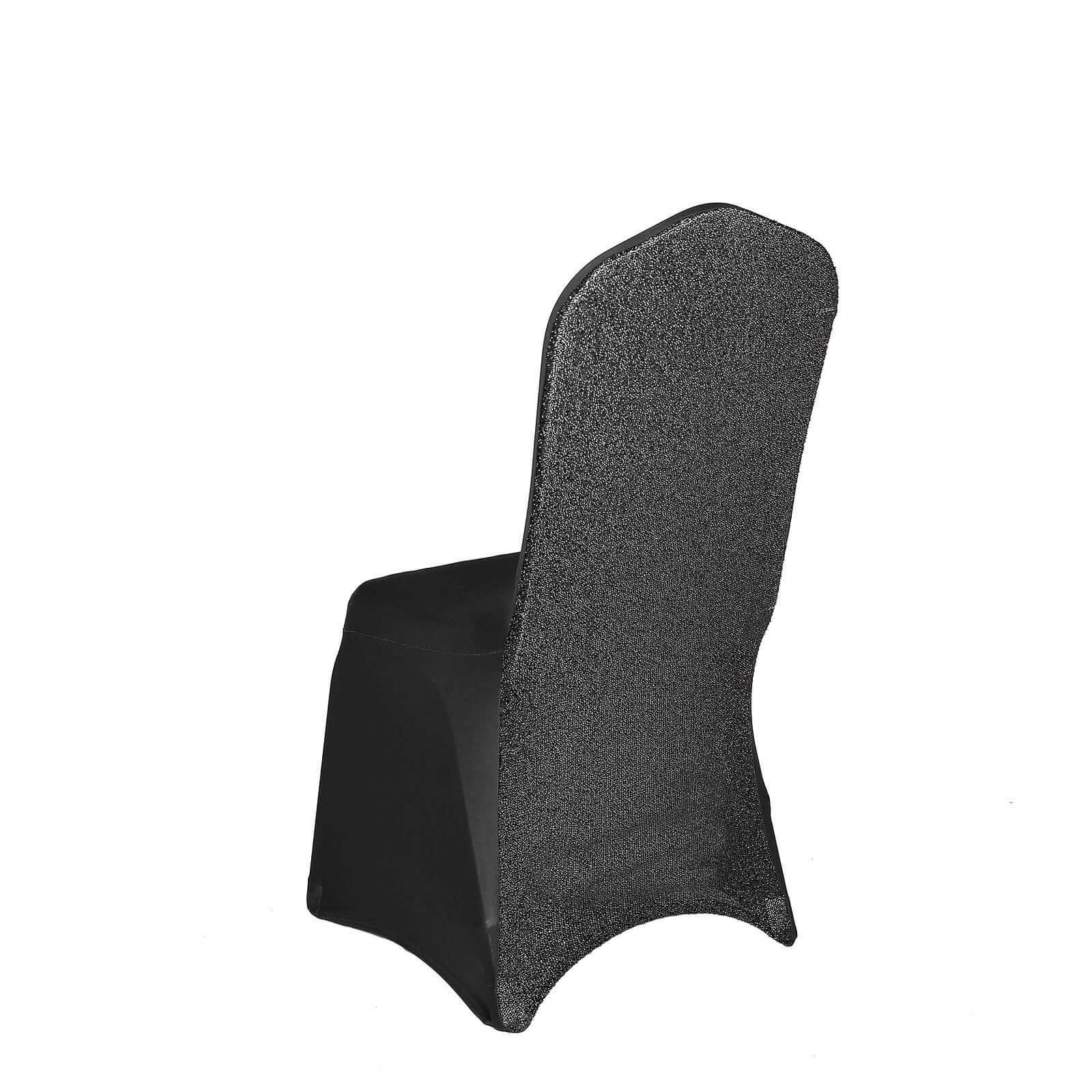 Spandex Chair Cover with Metallic Shimmer Tinsel Back for Banquet Chairs Black - Luxe Fitted Slipcover for Weddings & Parties - Image 7