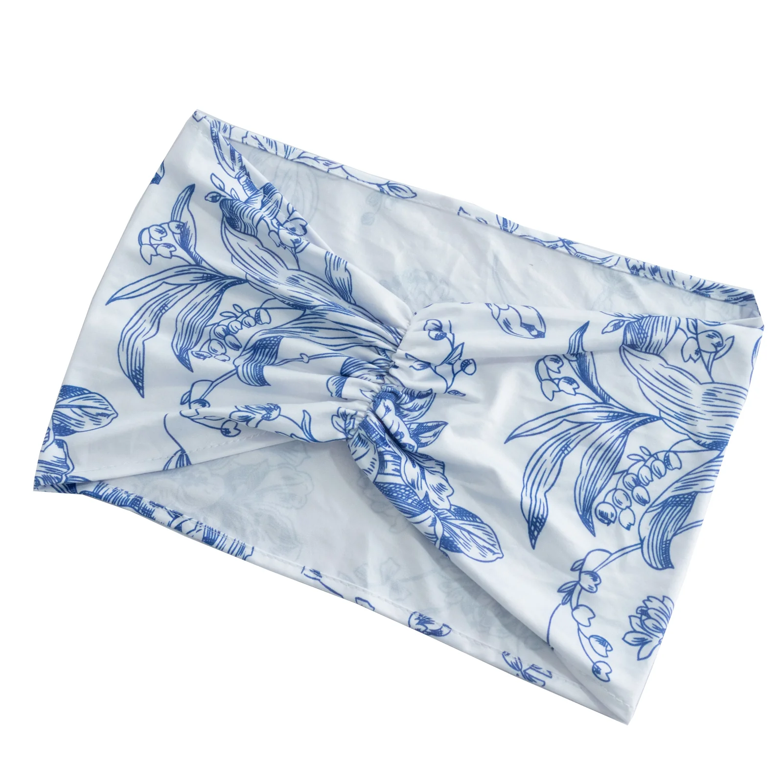 5 Pack Wide Spandex Chair Sashes in White Blue French Toile – Stylish Ruffled Chair Bands - 8"x13" - Image 5