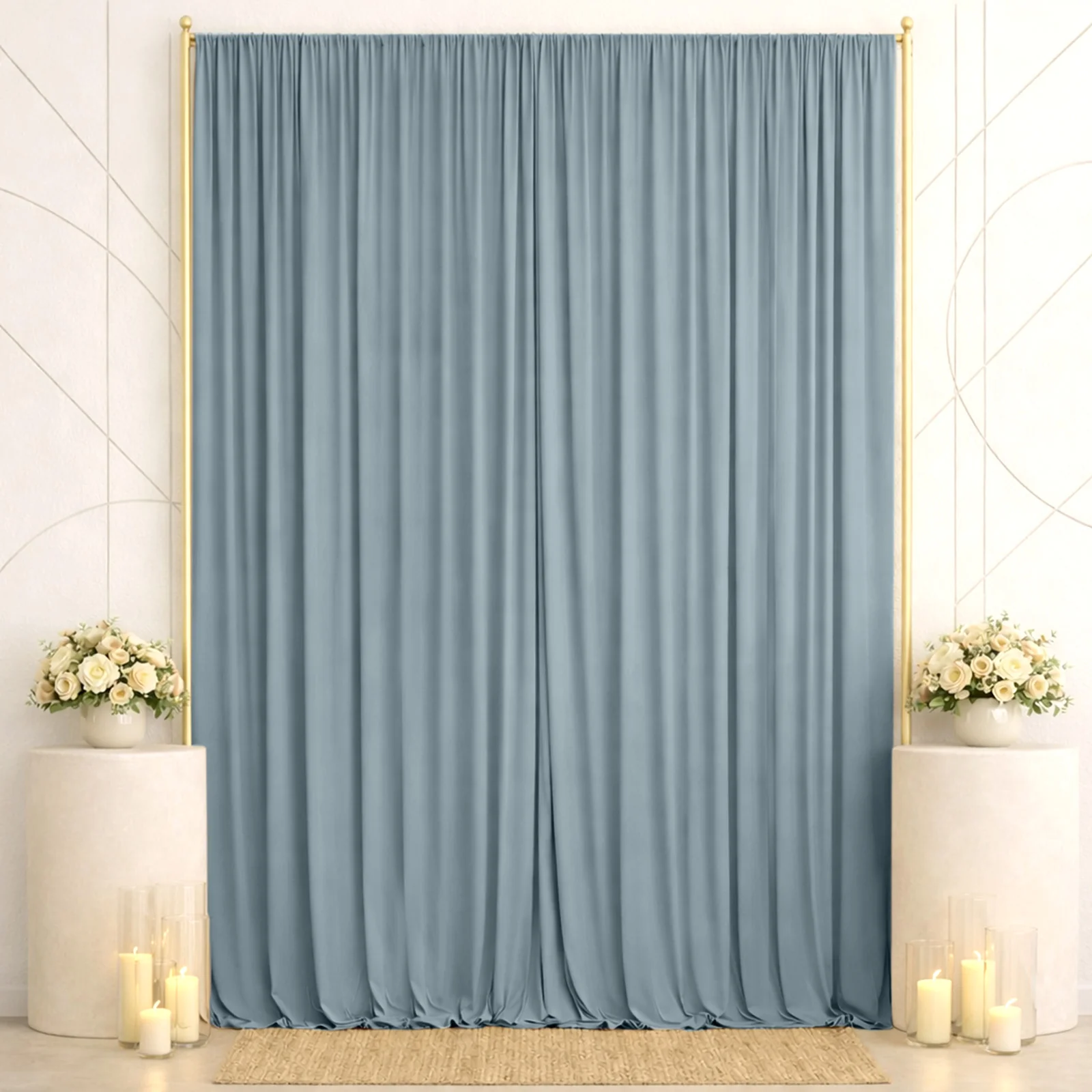 10ft x 14ft Spandex Backdrop Curtain Dusty Blue, 4-Way Stretch Wrinkle-Free Photo Booth Backdrop with Rod Pockets for Wedding & Events - Image 3
