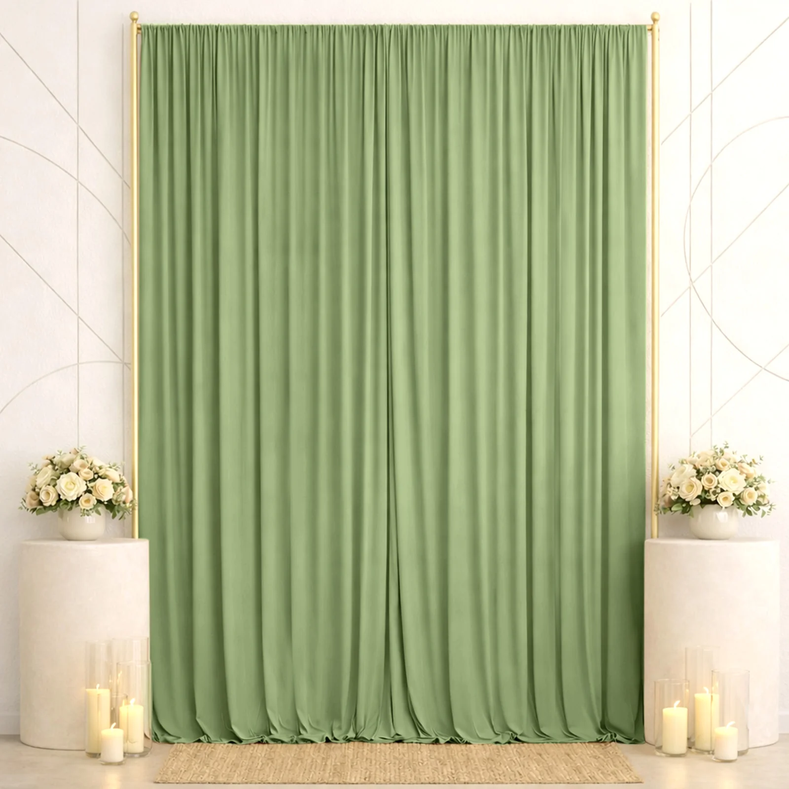 10ft x 14ft Spandex Backdrop Curtain Sage Green, 4-Way Stretch Wrinkle-Free Photo Booth Backdrop with Rod Pockets for Wedding & Events - Image 3