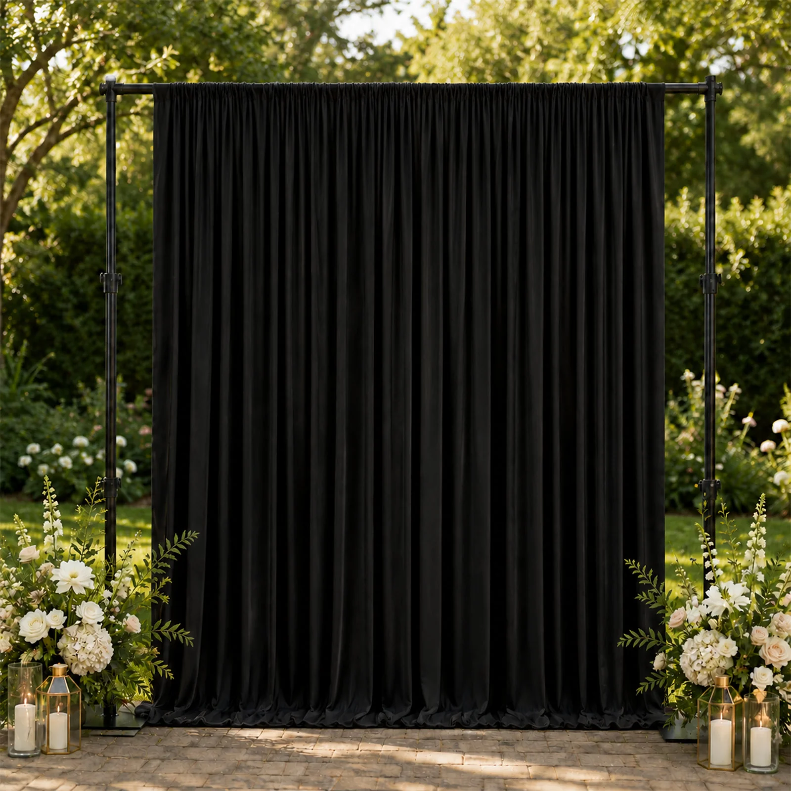 10ft x 10ft Spandex Backdrop Curtain Black, 4-Way Stretch Wrinkle-Free Photo Booth Backdrop with Rod Pockets for Wedding & Events