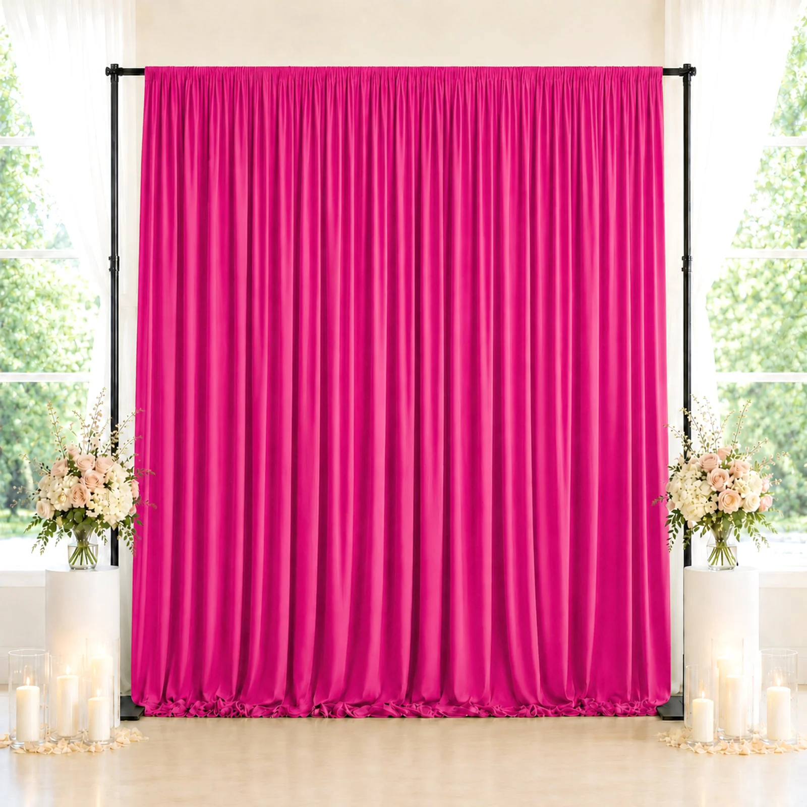 10ft x 10ft Spandex Backdrop Curtain Fuchsia, 4-Way Stretch Wrinkle-Free Photo Booth Backdrop with Rod Pockets for Wedding & Events - Image 3