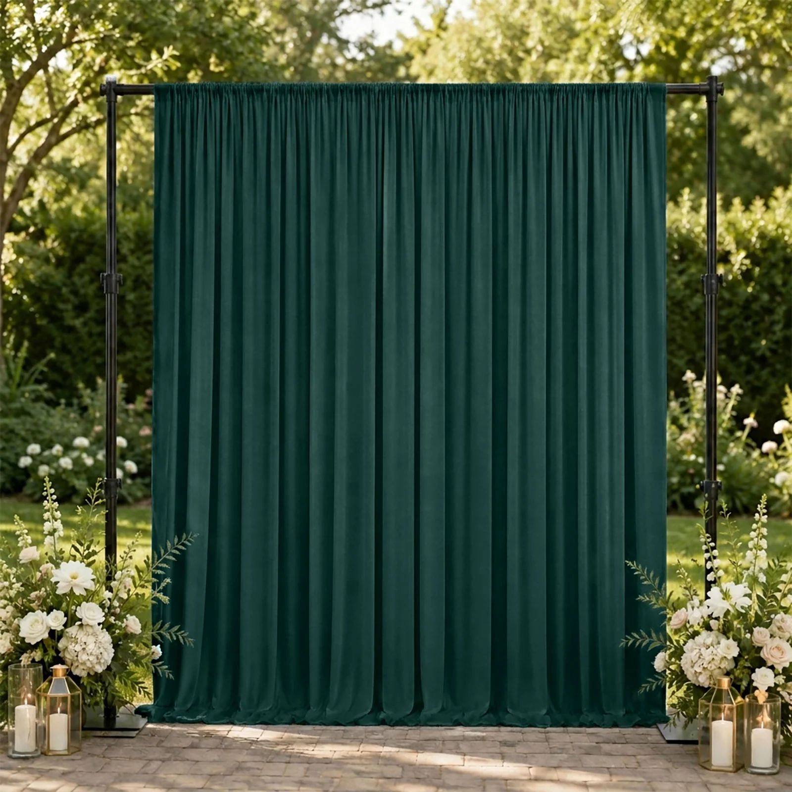 10ft x 10ft Spandex Backdrop Curtain Hunter Emerald Green, 4-Way Stretch Wrinkle-Free Photo Booth Backdrop with Rod Pockets for Wedding & Events