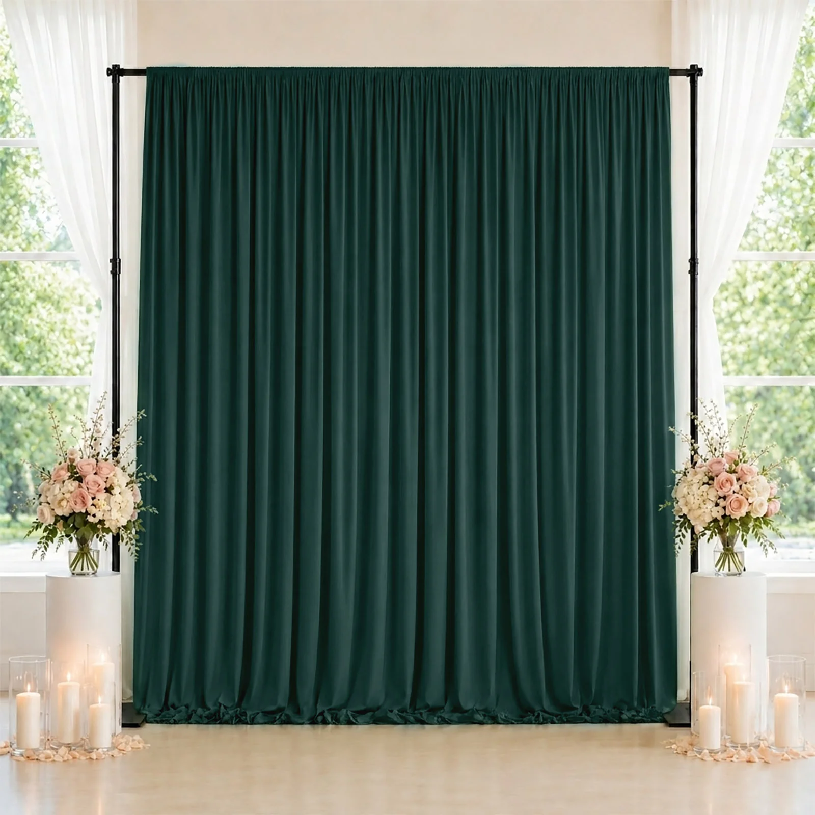 10ft x 10ft Spandex Backdrop Curtain Hunter Emerald Green, 4-Way Stretch Wrinkle-Free Photo Booth Backdrop with Rod Pockets for Wedding & Events - Image 3
