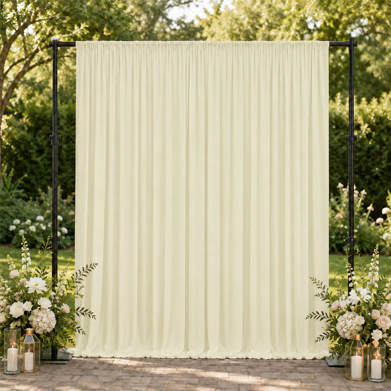 10ft x 10ft Spandex Backdrop Curtain Ivory, 4-Way Stretch Wrinkle-Free Photo Booth Backdrop with Rod Pockets for Wedding & Events