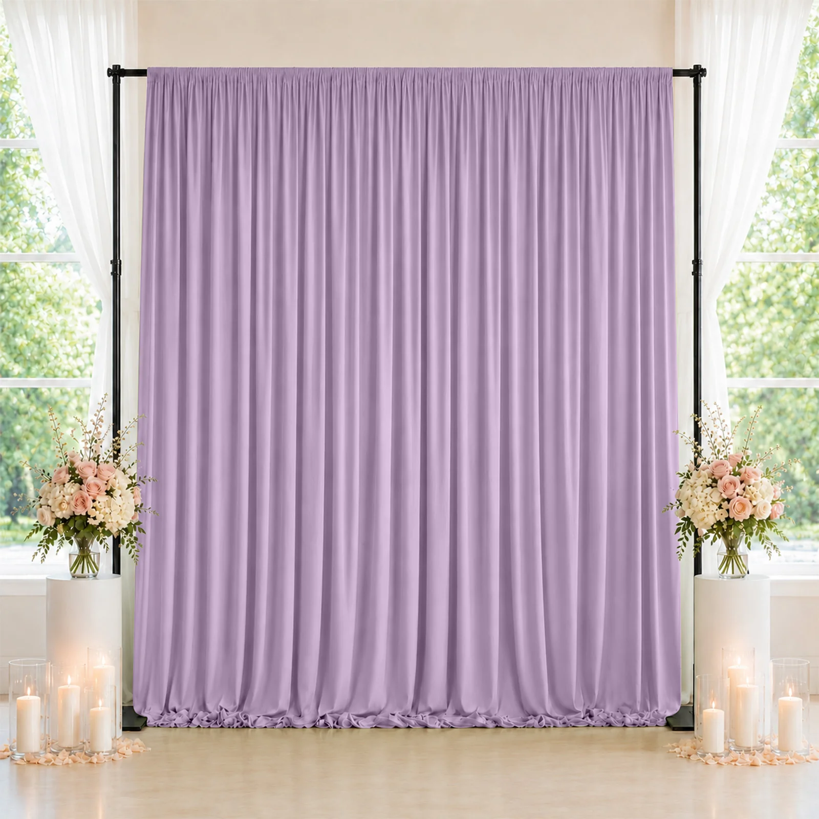 10ft x 10ft Spandex Backdrop Curtain Lavender Lilac, 4-Way Stretch Wrinkle-Free Photo Booth Backdrop with Rod Pockets for Wedding & Events - Image 3