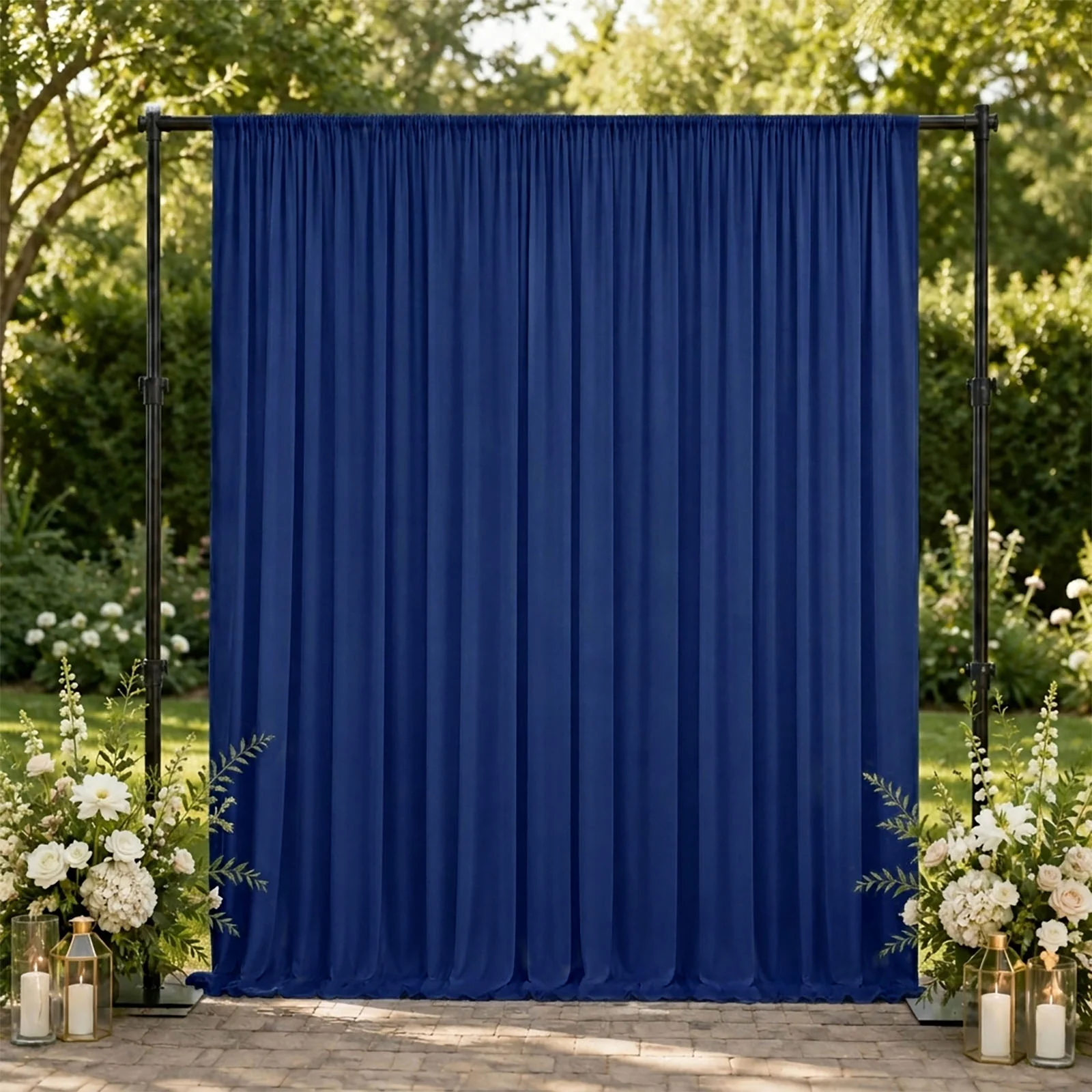10ft x 10ft Spandex Backdrop Curtain Navy Blue, 4-Way Stretch Wrinkle-Free Photo Booth Backdrop with Rod Pockets for Wedding & Events