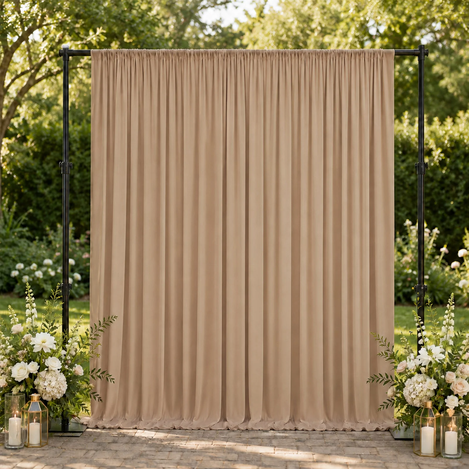 10ft x 10ft Spandex Backdrop Curtain Nude, 4-Way Stretch Wrinkle-Free Photo Booth Backdrop with Rod Pockets for Wedding & Events