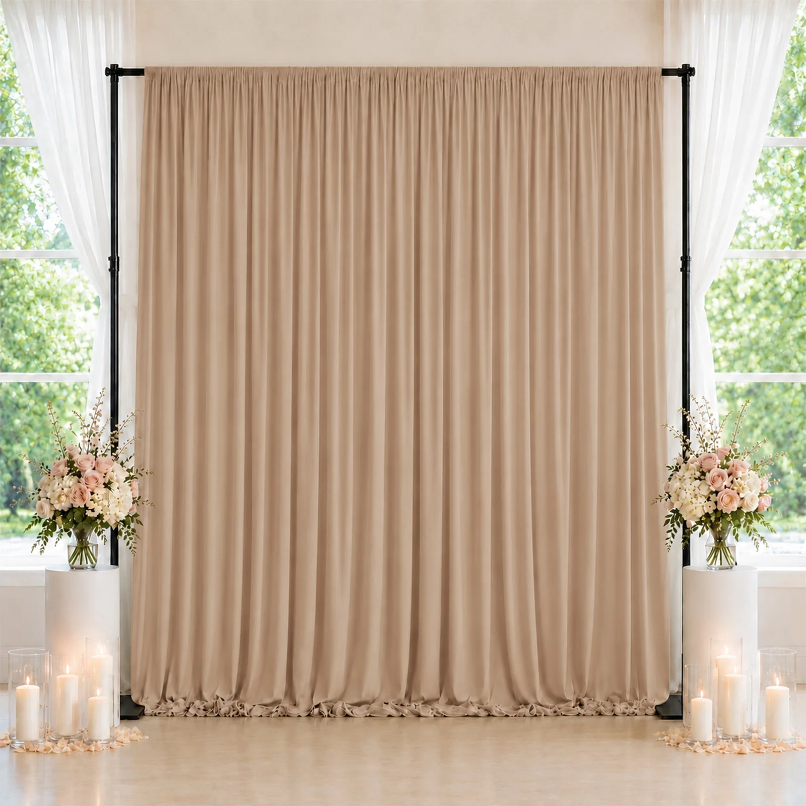 10ft x 10ft Spandex Backdrop Curtain Nude, 4-Way Stretch Wrinkle-Free Photo Booth Backdrop with Rod Pockets for Wedding & Events - Image 3