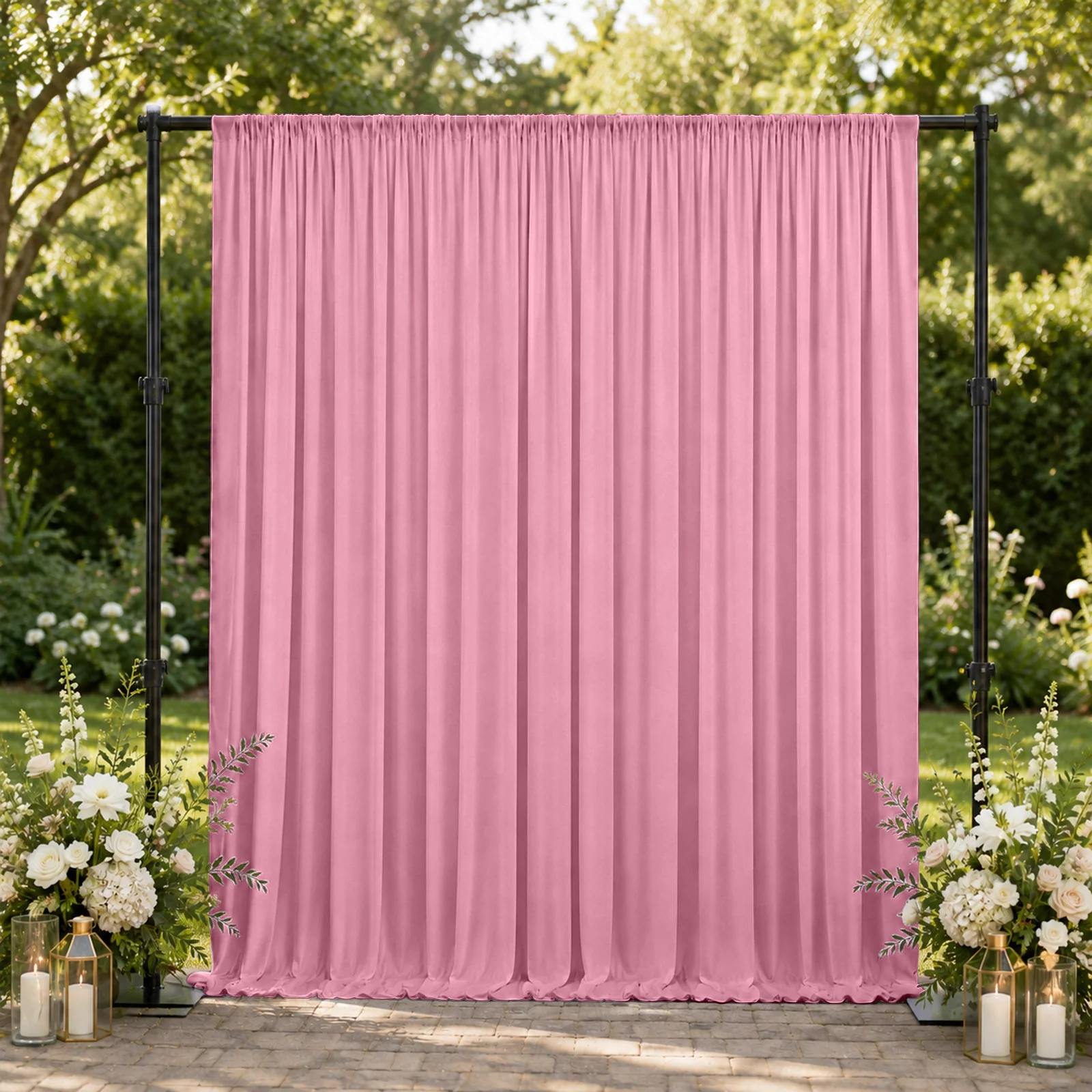 10ft x 10ft Spandex Backdrop Curtain Pink, 4-Way Stretch Wrinkle-Free Photo Booth Backdrop with Rod Pockets for Wedding & Events