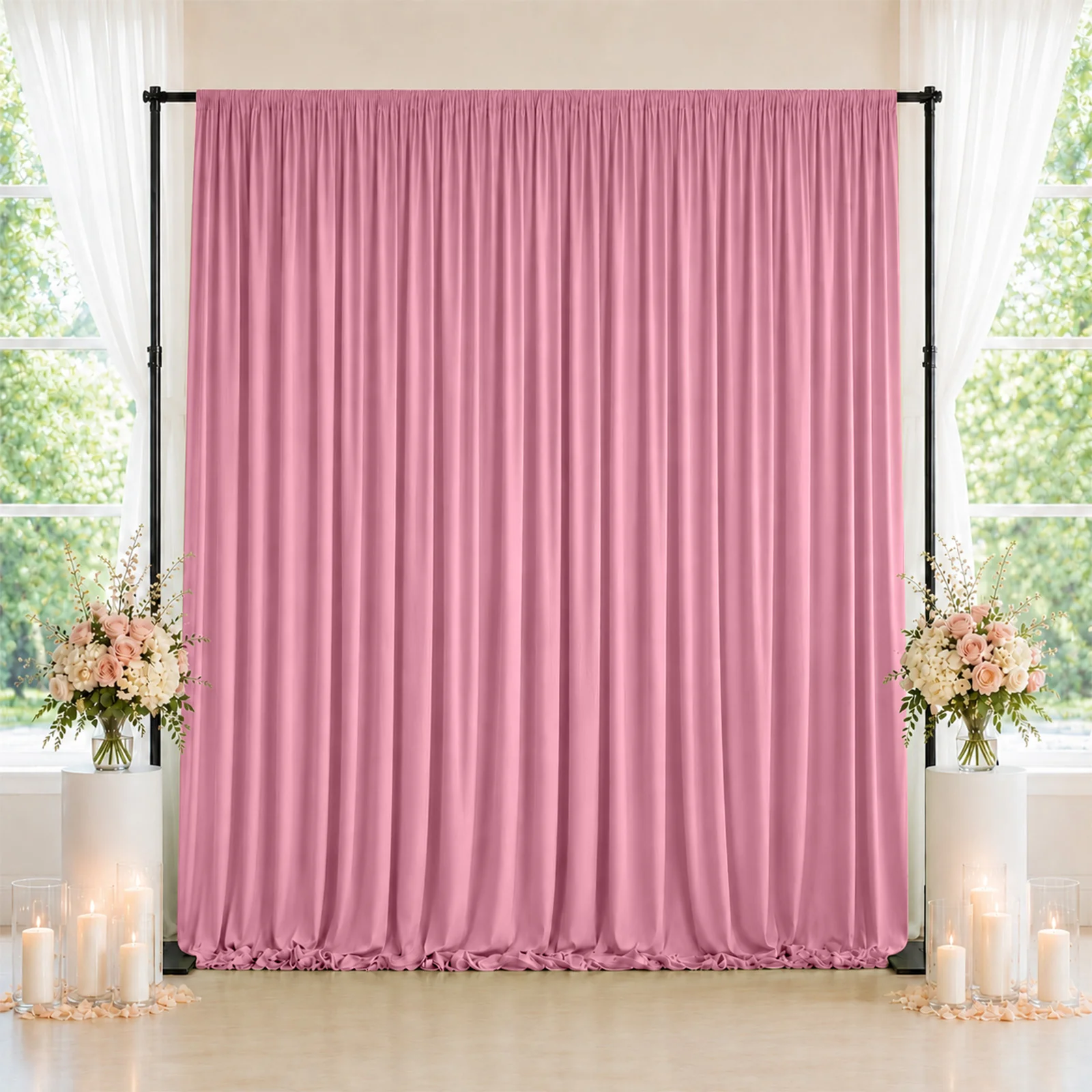10ft x 10ft Spandex Backdrop Curtain Pink, 4-Way Stretch Wrinkle-Free Photo Booth Backdrop with Rod Pockets for Wedding & Events - Image 3
