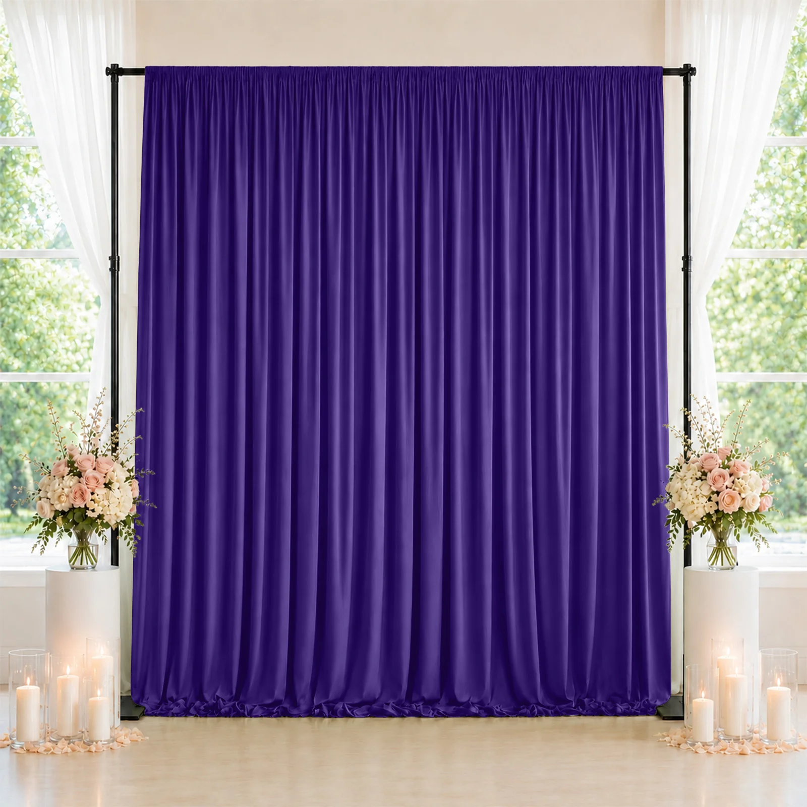 10ft x 10ft Spandex Backdrop Curtain Purple, 4-Way Stretch Wrinkle-Free Photo Booth Backdrop with Rod Pockets for Wedding & Events - Image 3