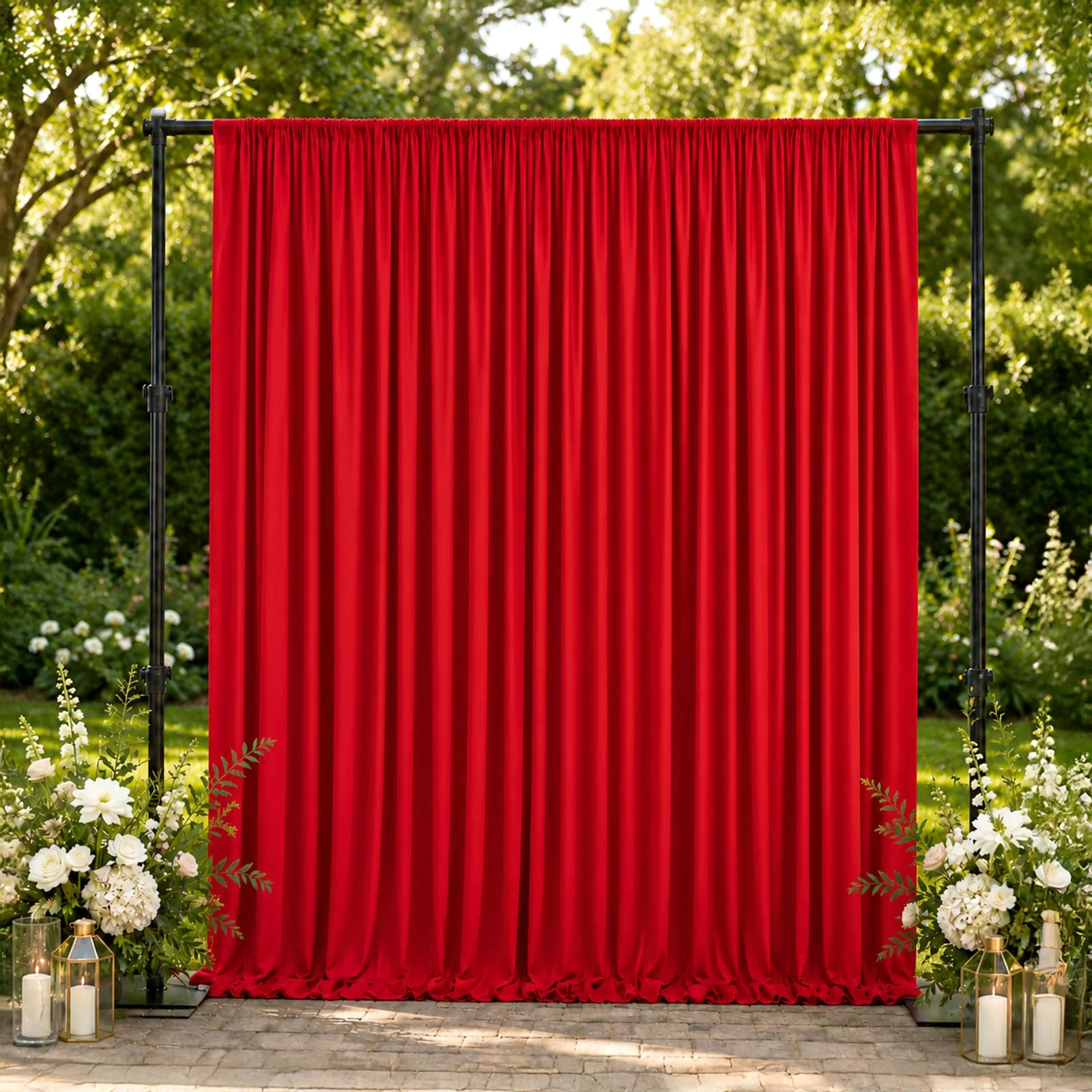 10ft x 10ft Spandex Backdrop Curtain Red, 4-Way Stretch Wrinkle-Free Photo Booth Backdrop with Rod Pockets for Wedding & Events