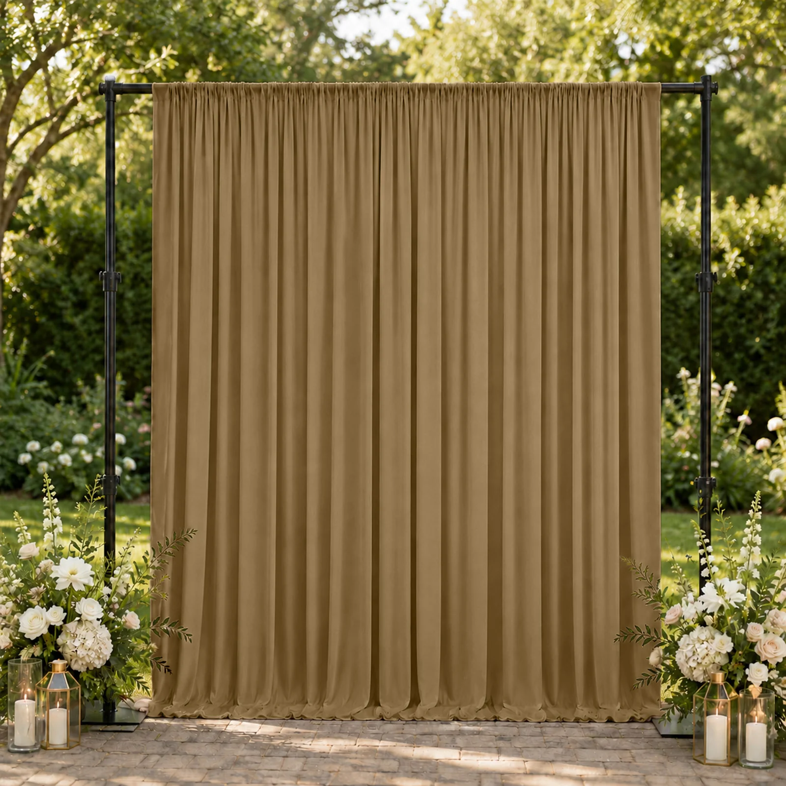 10ft x 10ft Spandex Backdrop Curtain Taupe, 4-Way Stretch Wrinkle-Free Photo Booth Backdrop with Rod Pockets for Wedding & Events