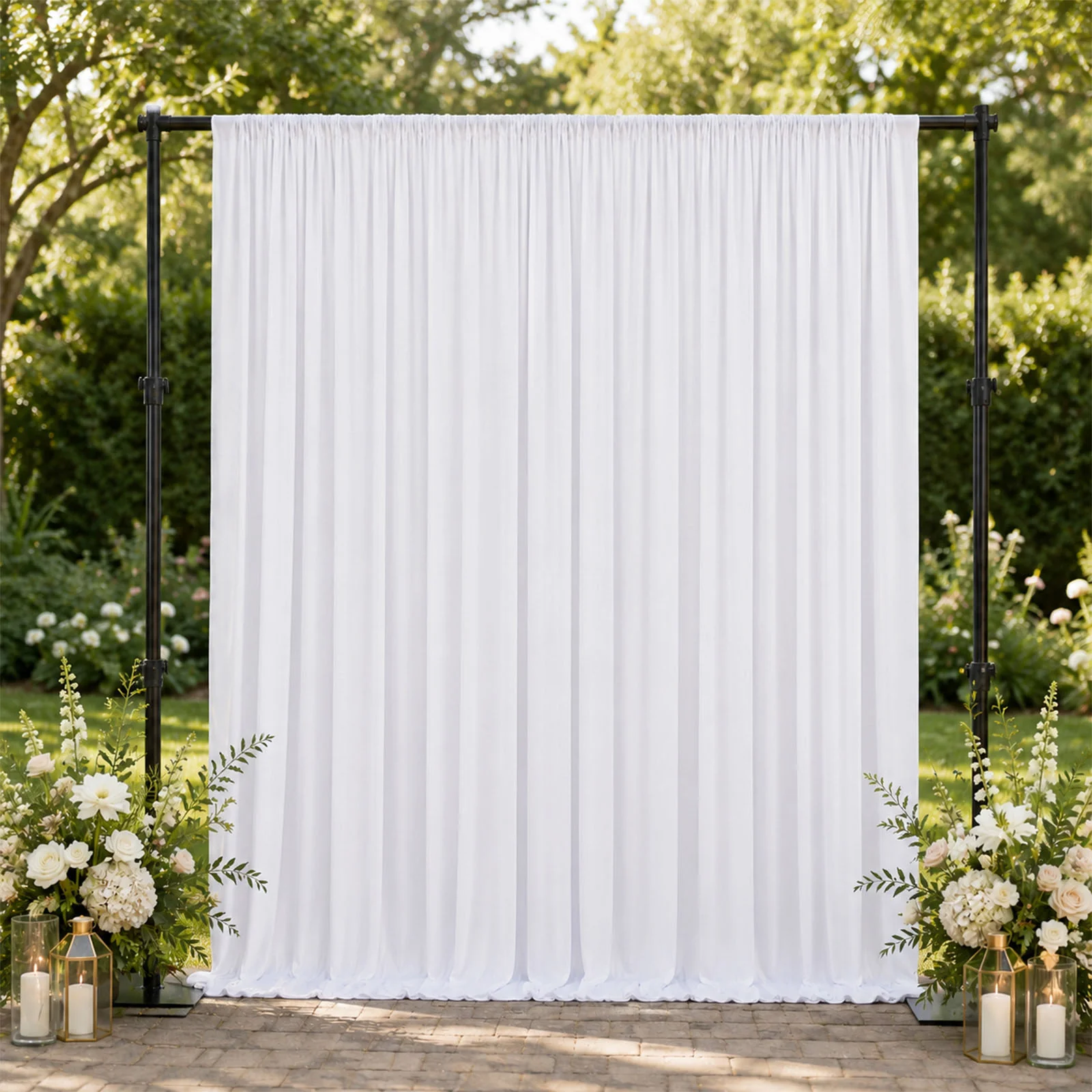 10ft x 10ft Spandex Backdrop Curtain White, 4-Way Stretch Wrinkle-Free Photo Booth Backdrop with Rod Pockets for Wedding & Events