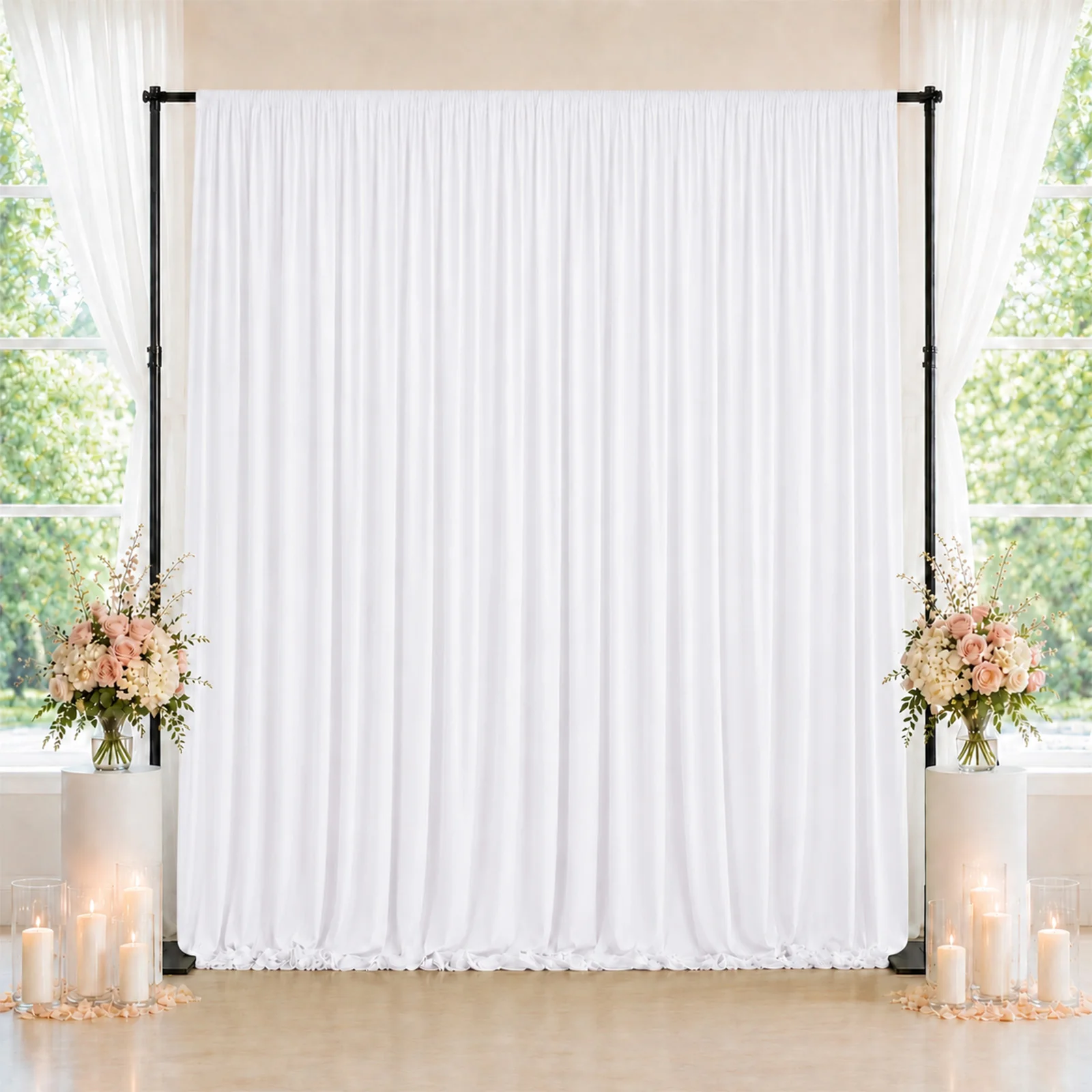 10ft x 10ft Spandex Backdrop Curtain White, 4-Way Stretch Wrinkle-Free Photo Booth Backdrop with Rod Pockets for Wedding & Events - Image 3