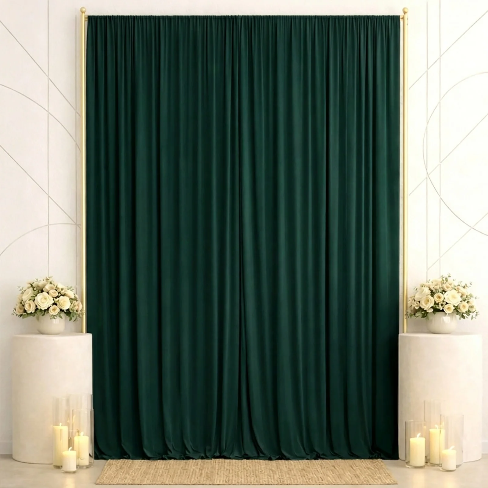 10ft x 14ft Spandex Backdrop Curtain Hunter Emerald Green, 4-Way Stretch Wrinkle-Free Photo Booth Backdrop with Rod Pockets for Wedding & Events - Image 3