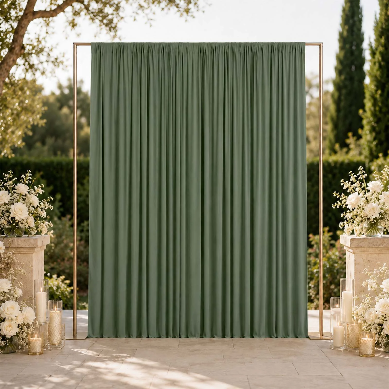 10ft x 12ft Spandex Backdrop Curtain Dusty Sage Green, 4-Way Stretch Wrinkle-Free Photo Booth Backdrop with Rod Pockets for Wedding & Events