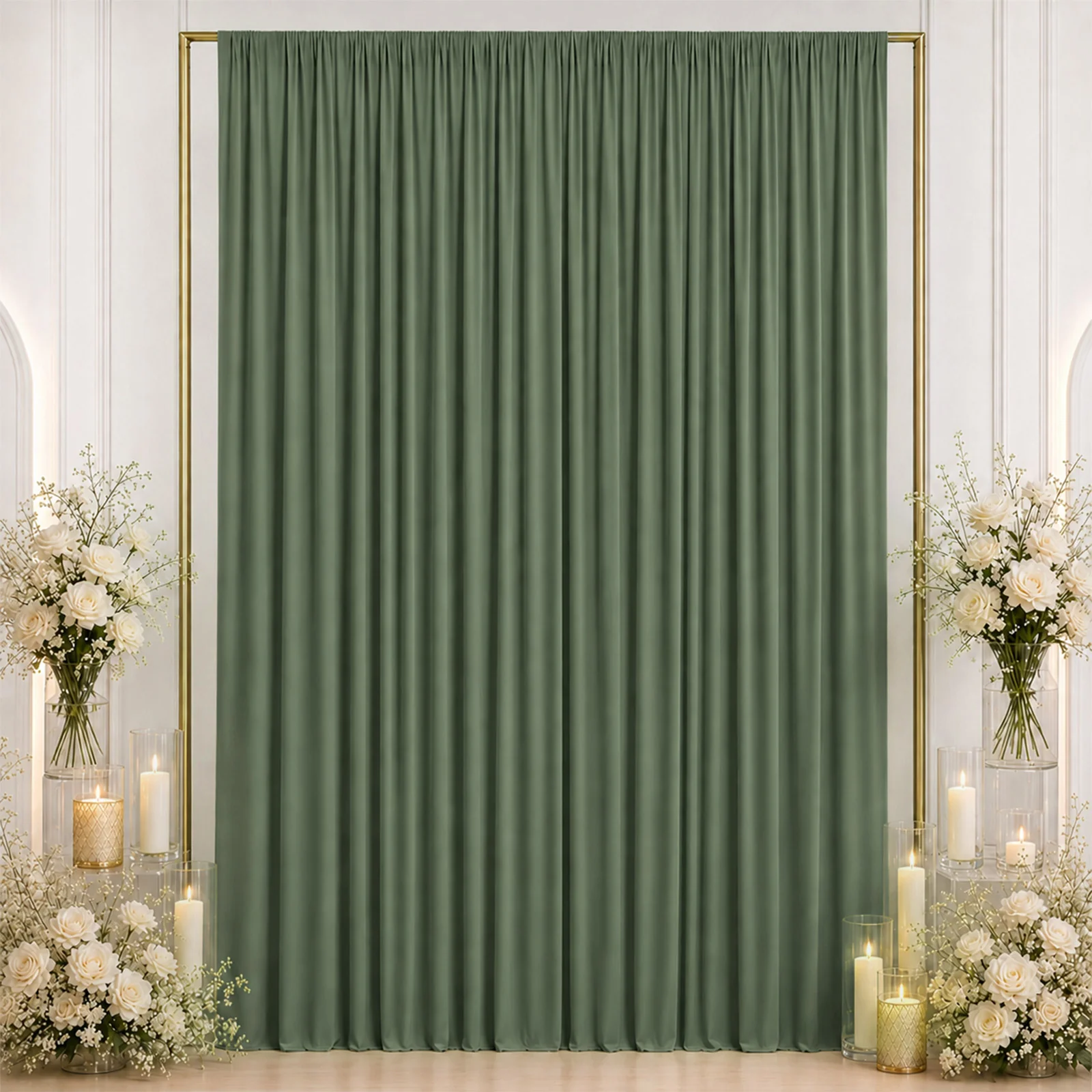 10ft x 12ft Spandex Backdrop Curtain Dusty Sage Green, 4-Way Stretch Wrinkle-Free Photo Booth Backdrop with Rod Pockets for Wedding & Events - Image 3