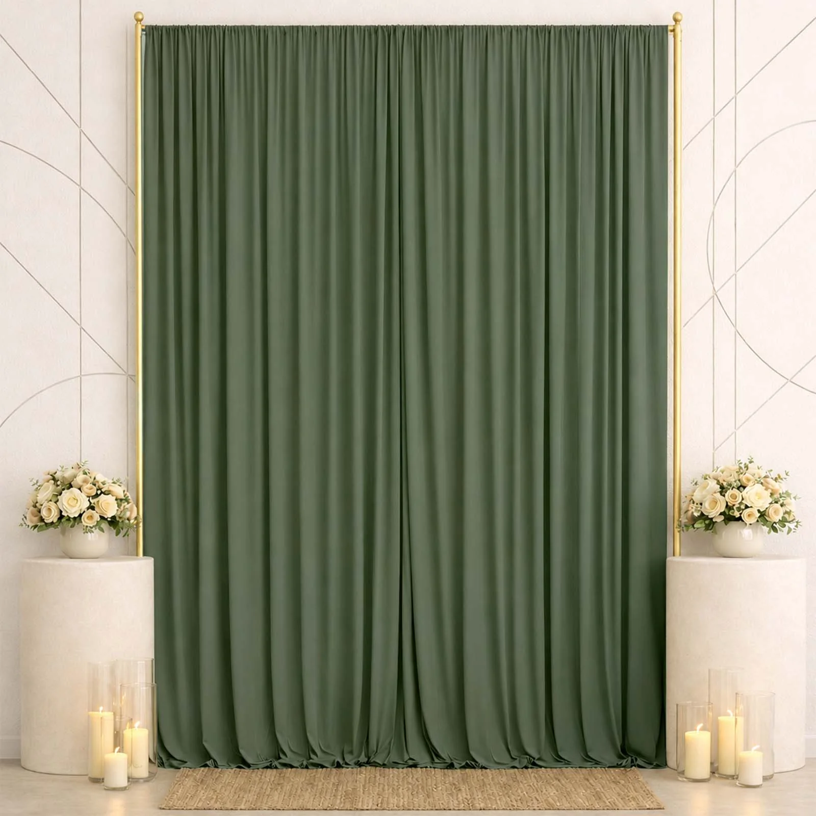10ft x 14ft Spandex Backdrop Curtain Dusty Sage Green, 4-Way Stretch Wrinkle-Free Photo Booth Backdrop with Rod Pockets for Wedding & Events - Image 3
